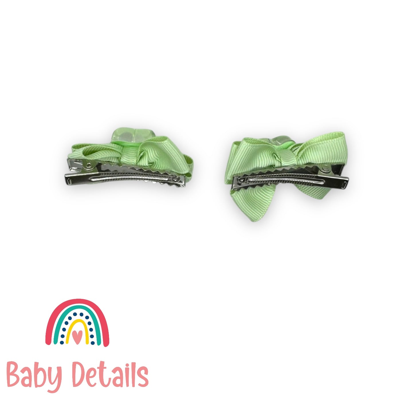 Set of 2 Mini Pastel Heart Clips - Green