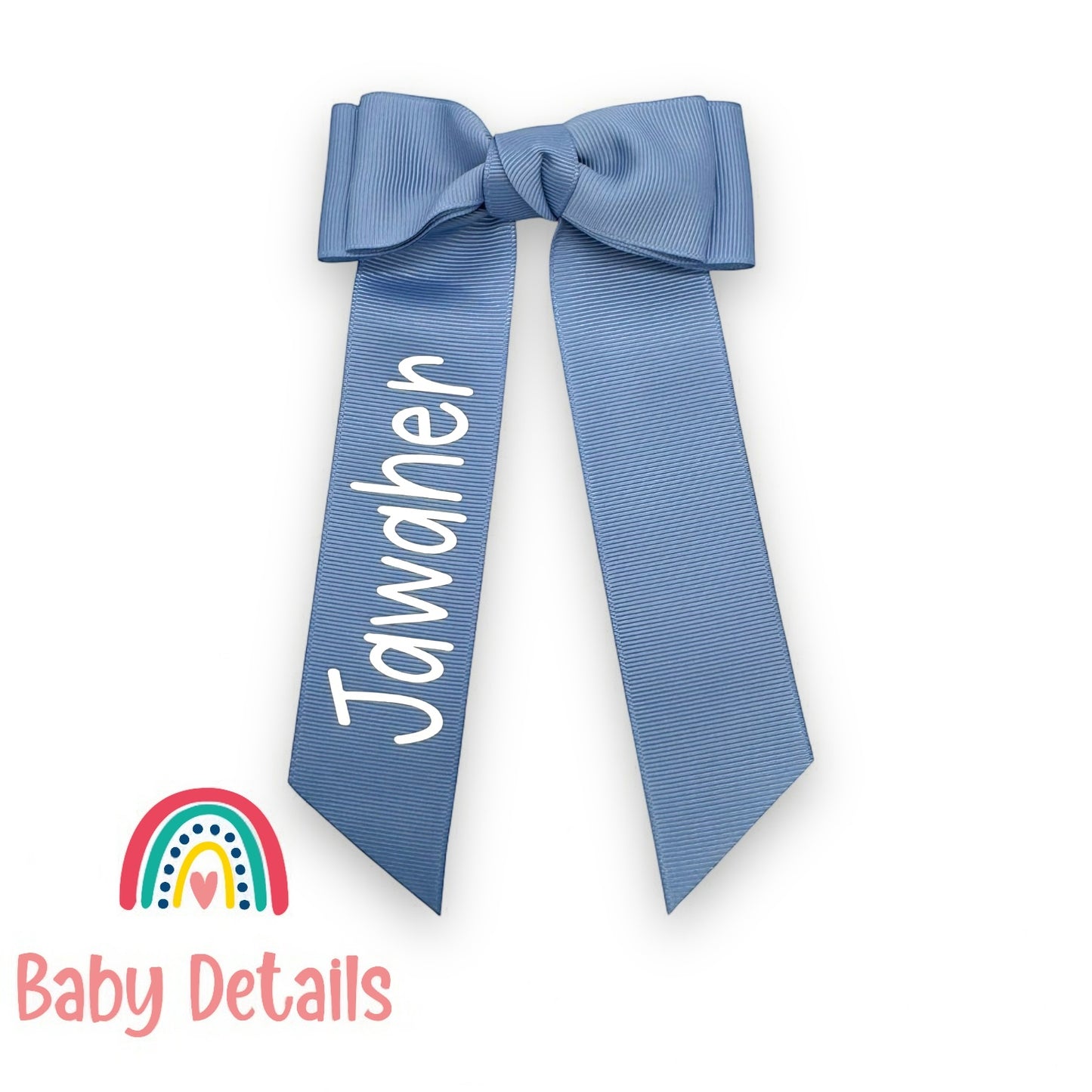 Long Simple Personalized Bow - Ice Blue