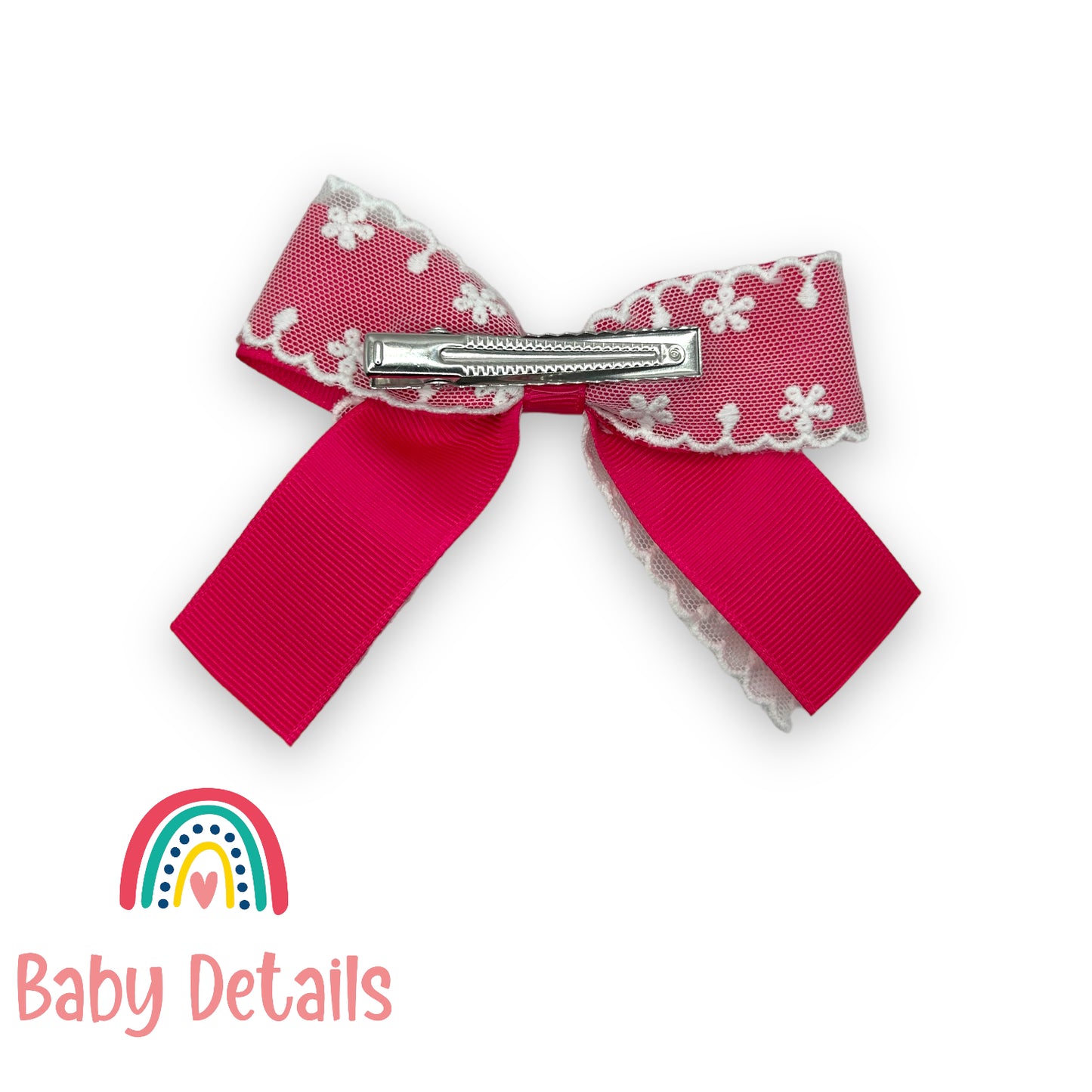 bow with white flowers - Fuchsia
