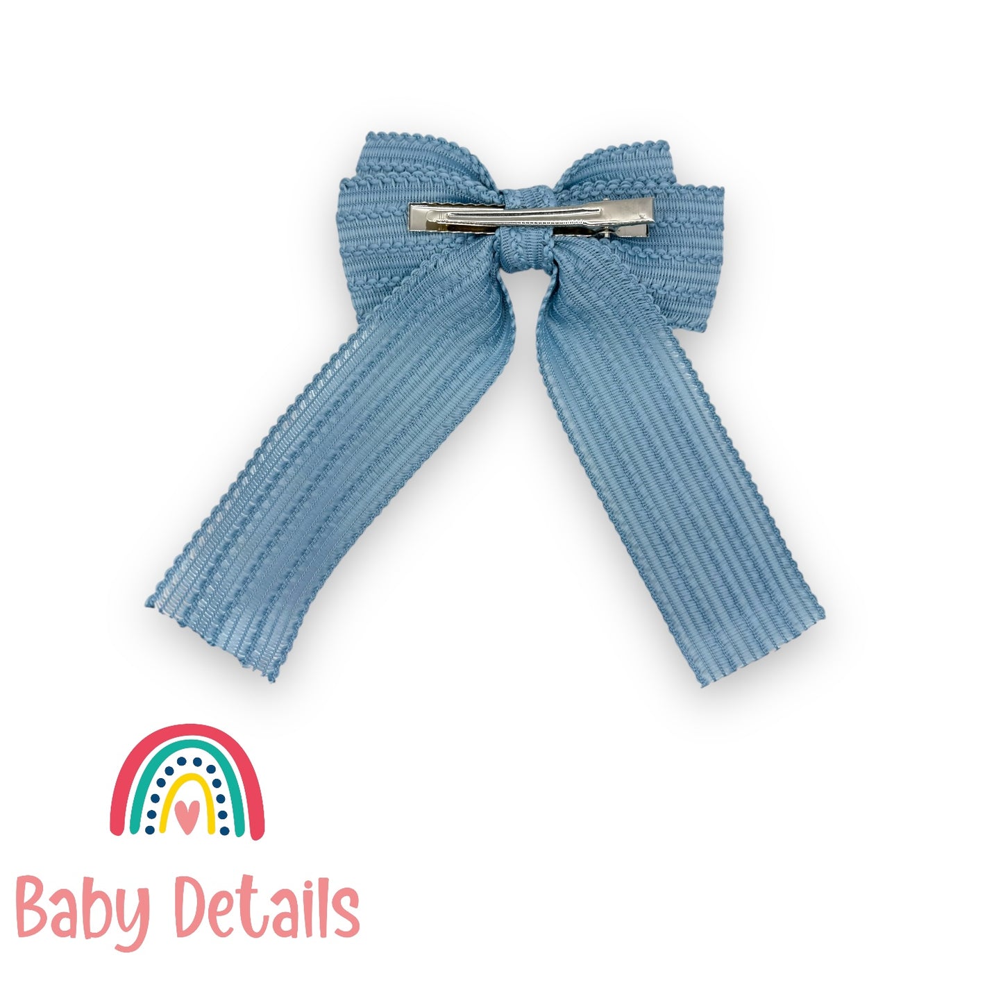 مشبك شعر بفيونكة طويلة مزخرفة - أزرق