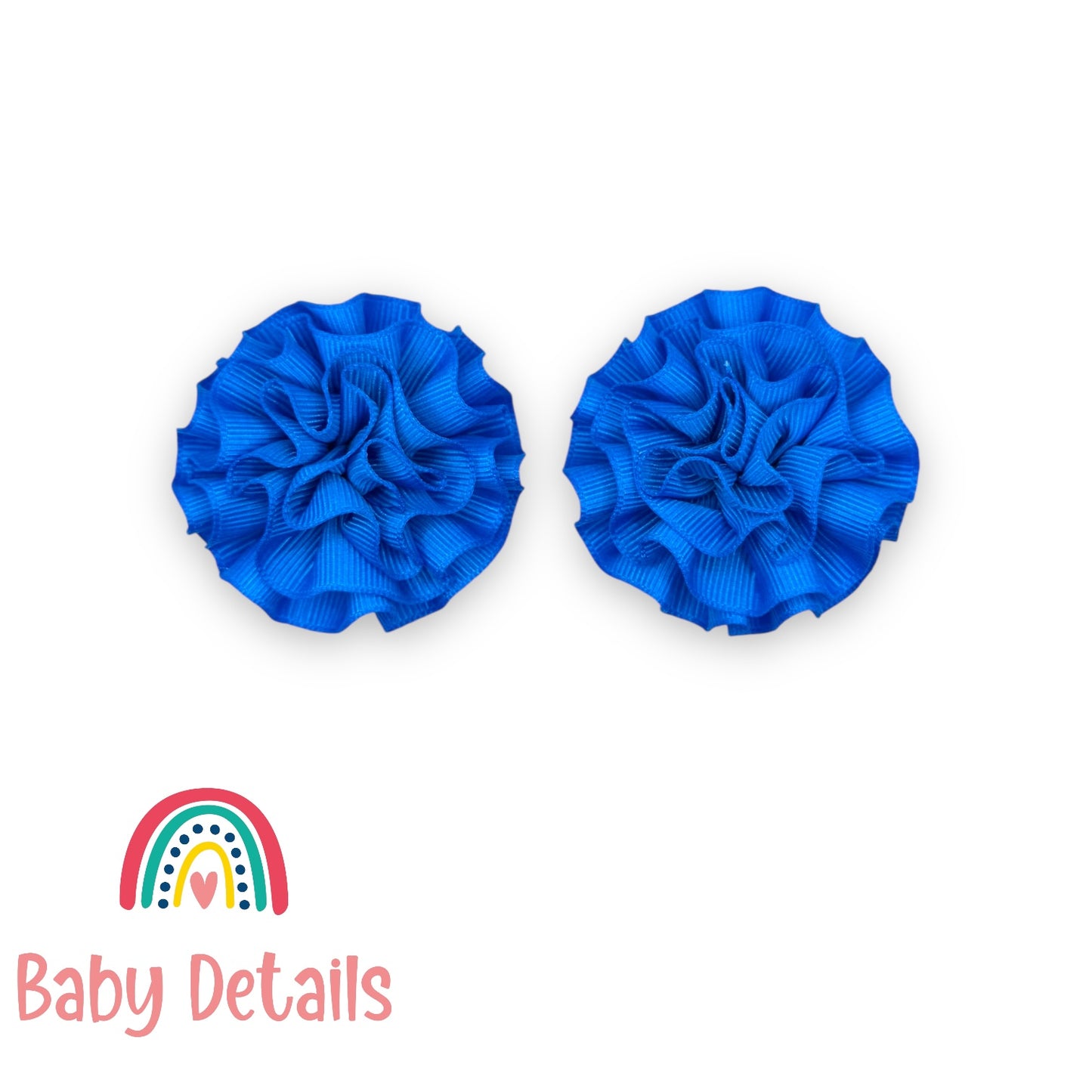Set of 2 Rosette Bow Hair Clips - Blue