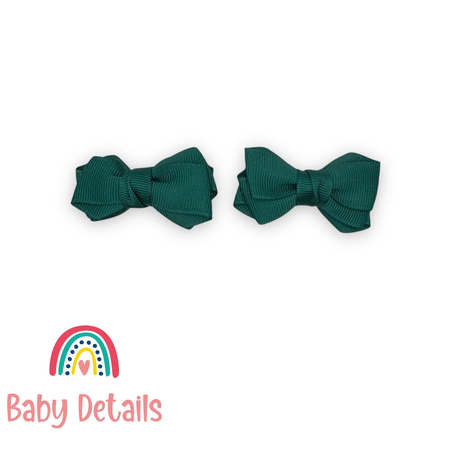 Set of 2 Mini Layers Hair Clips - Dark Green