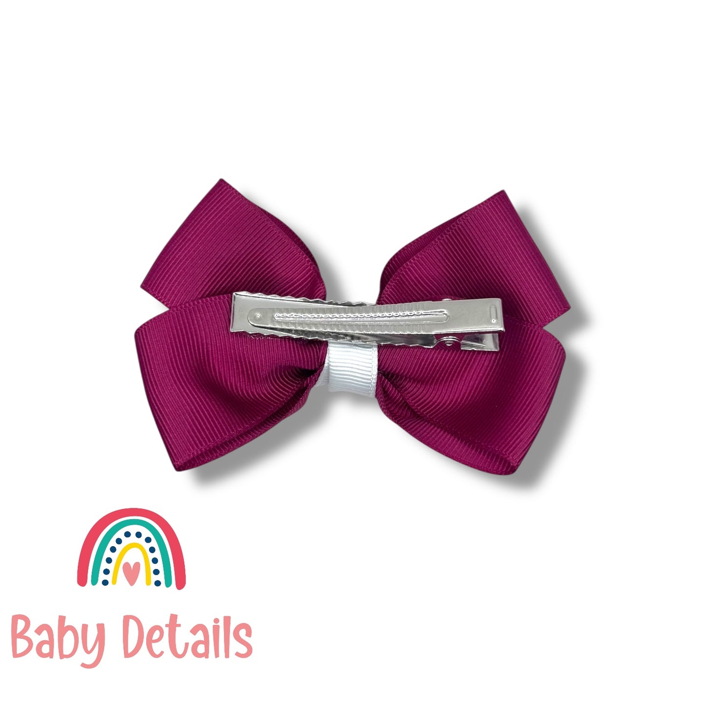 Elegant Pair Bow Clip- Maroon & White