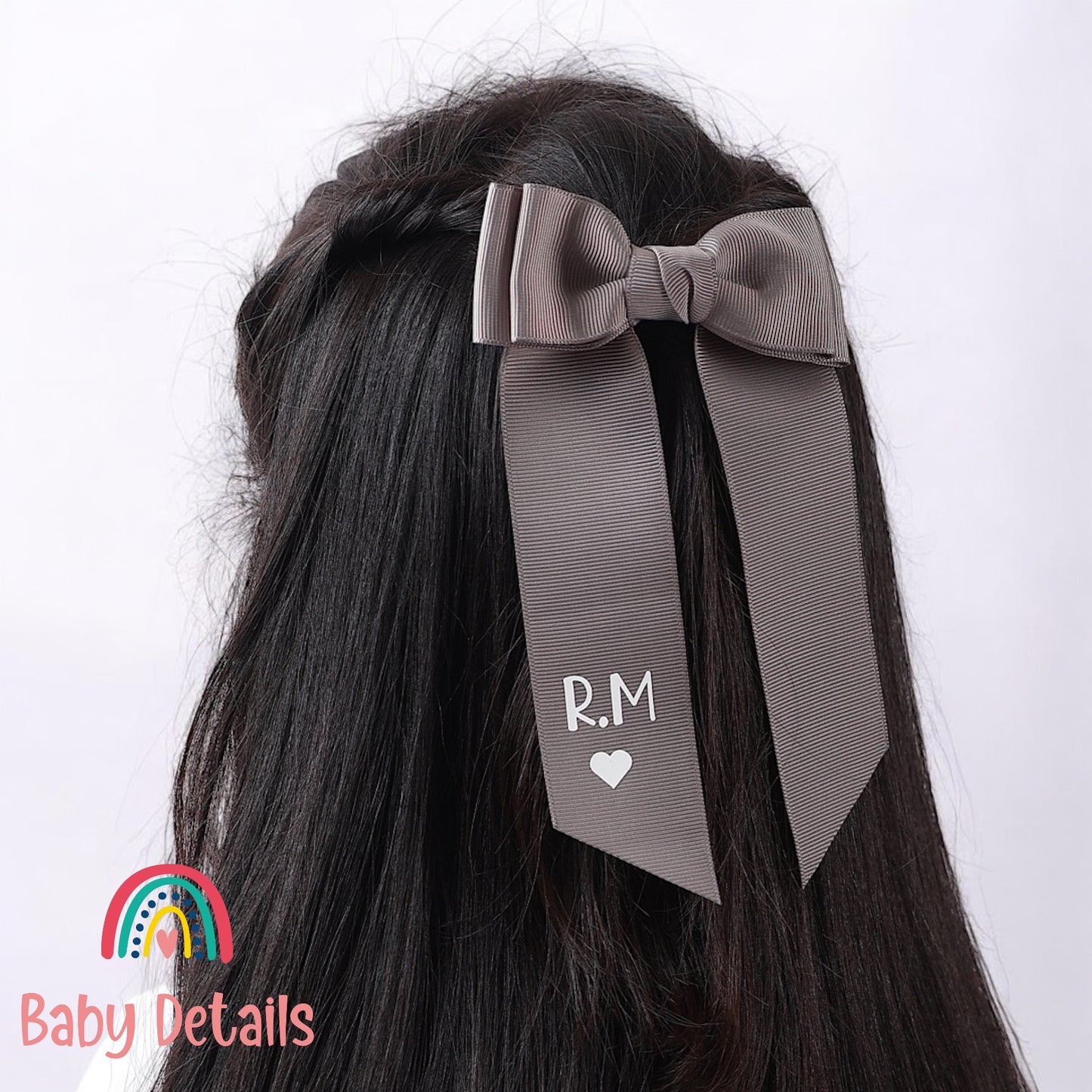 Long Simple Personalized Bow - Dark Grey