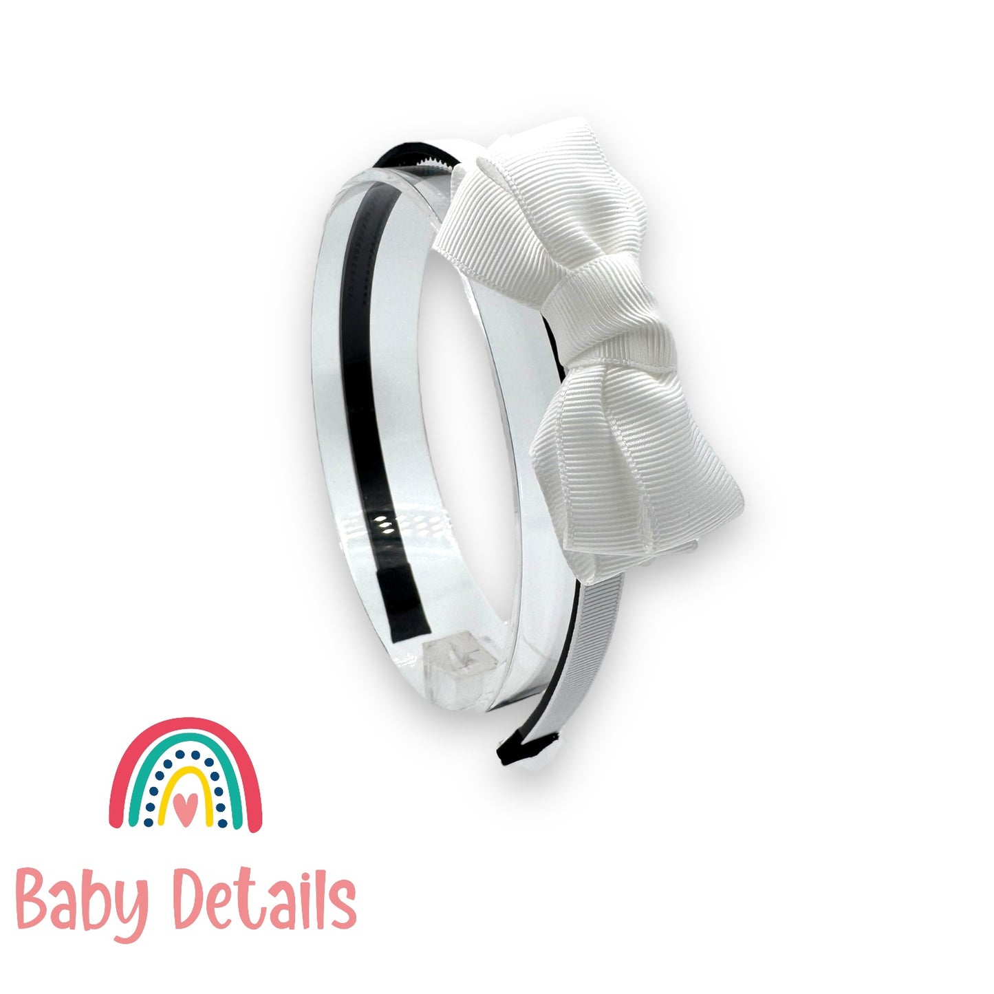 Headband with Layered Bow - White