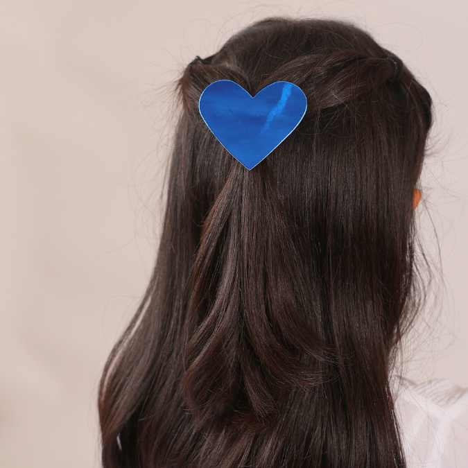 Big Leather Heart Clip - Blue