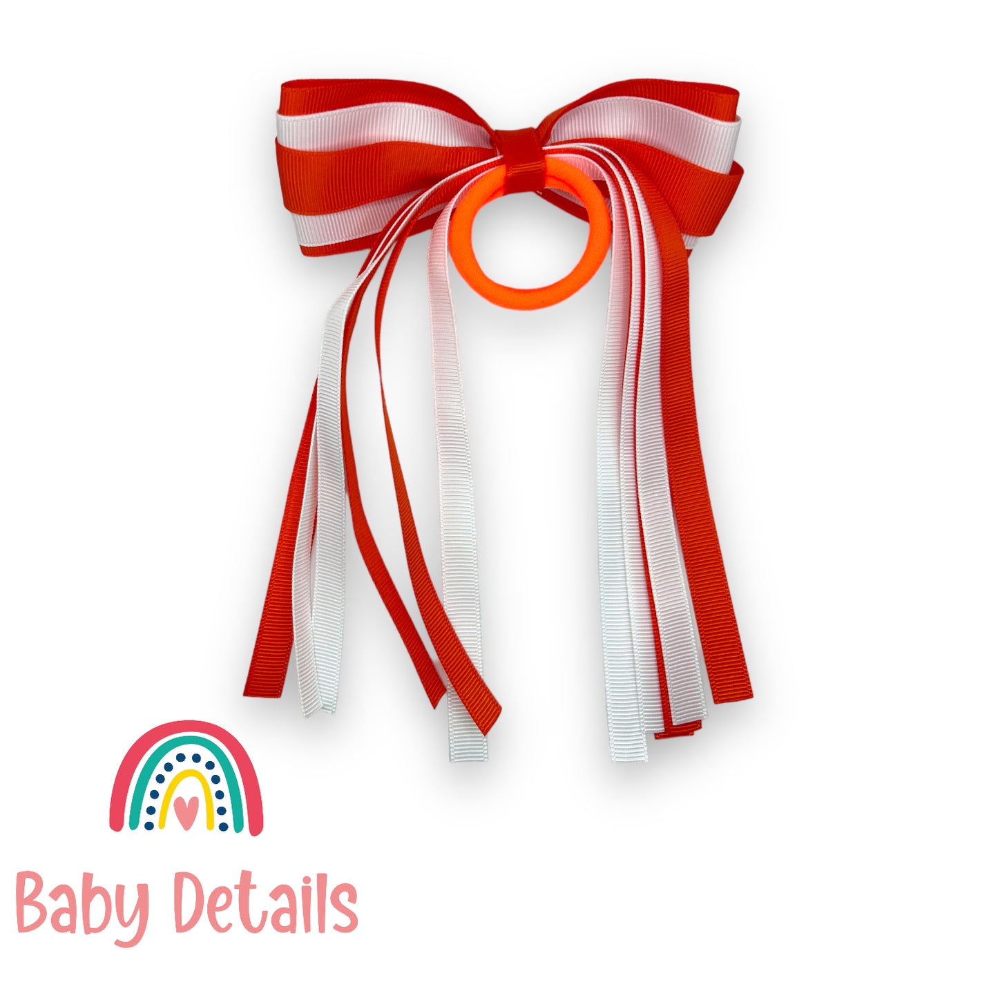 ربطة شعر بشرائط طويلة - برتقالي