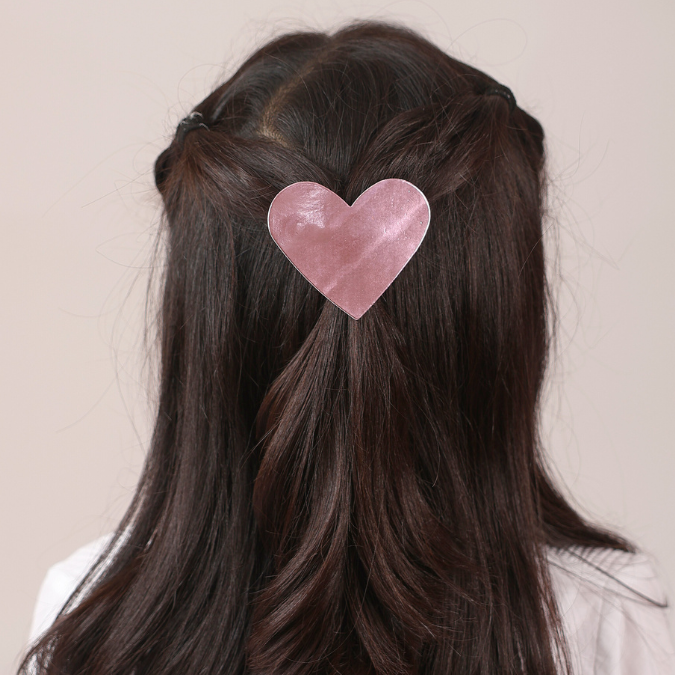 Big Leather Heart Clip - Pink