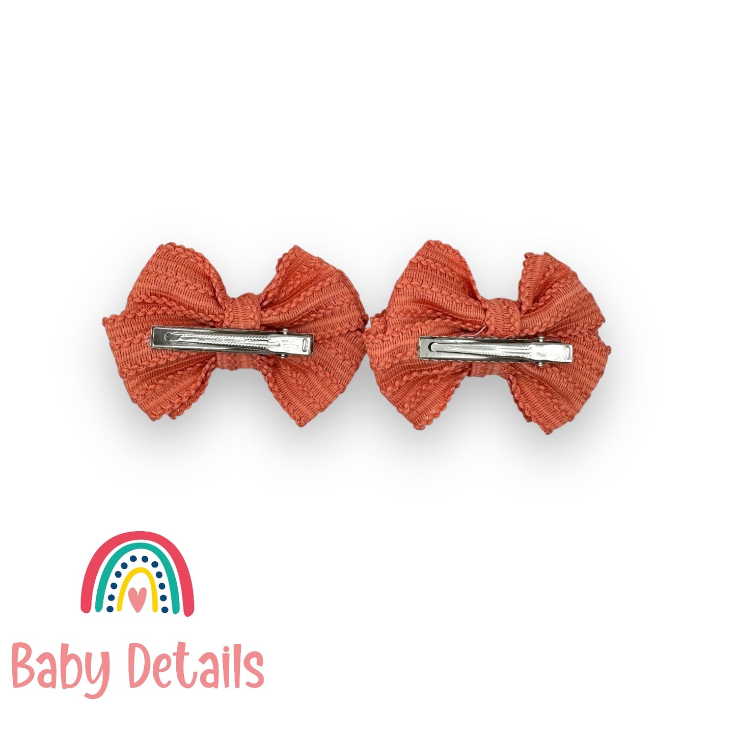 Set of 2 patterned bow hair clips - Orange