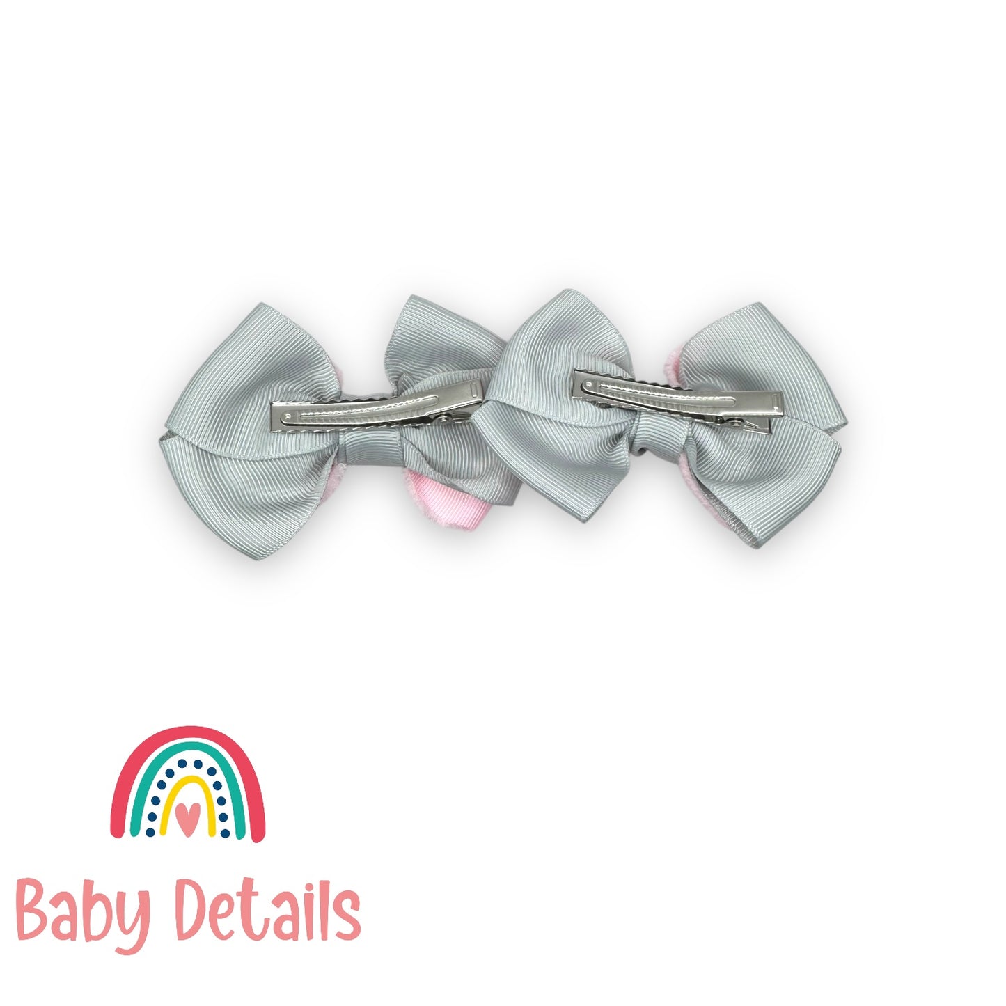 Double elegant Ribbons - Grey & Pink