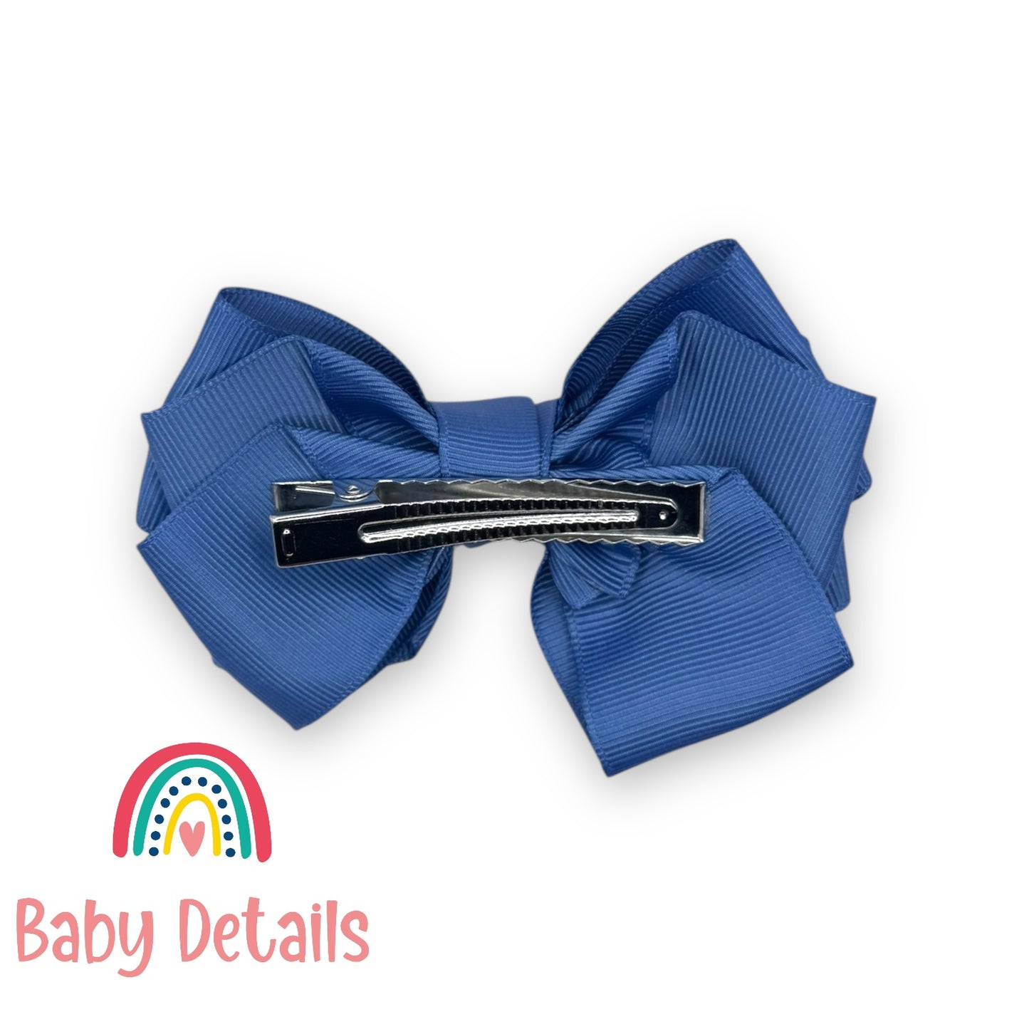 Big Bow Layers Hair Clip - Blue Grey