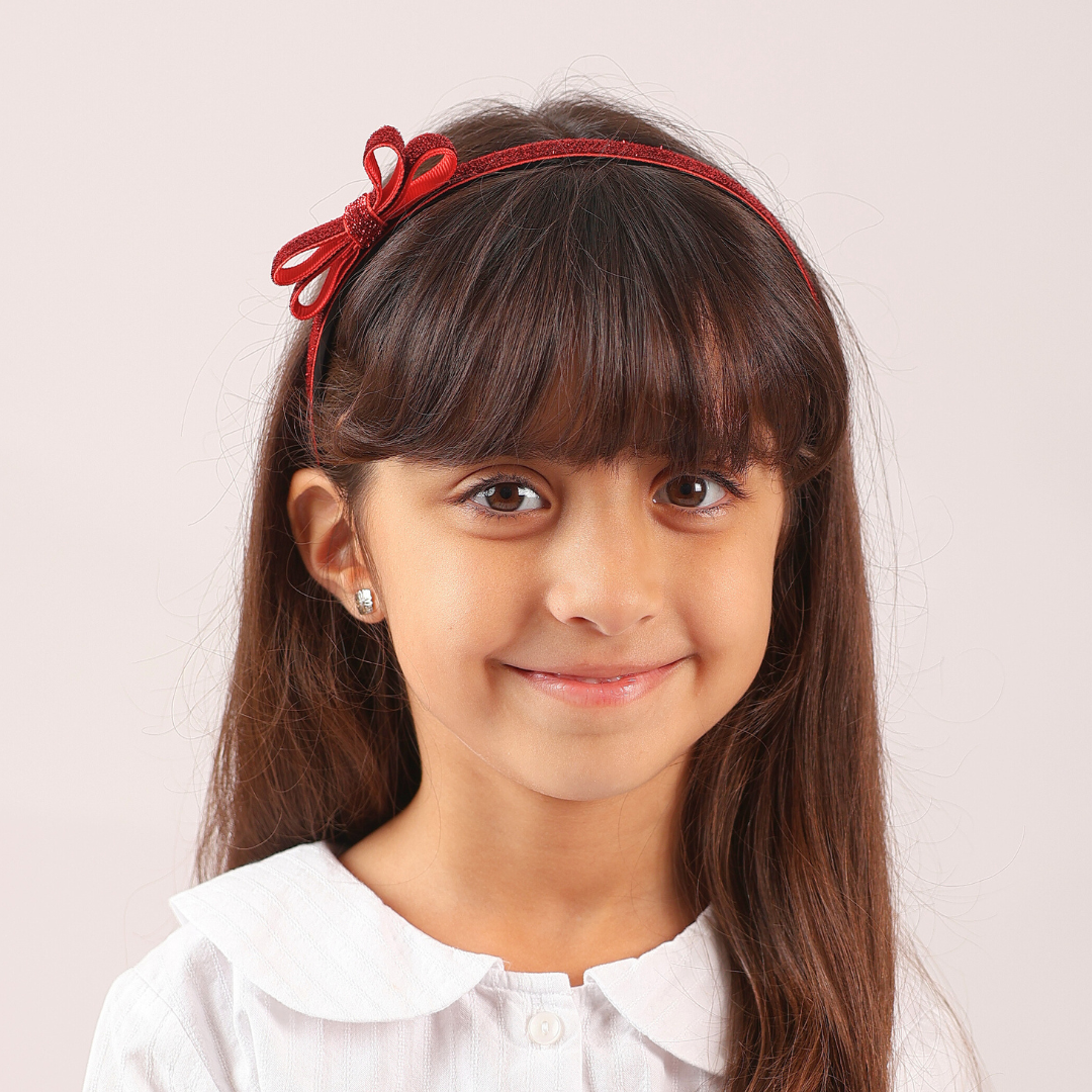 Shiny Ribbon Headband - Red