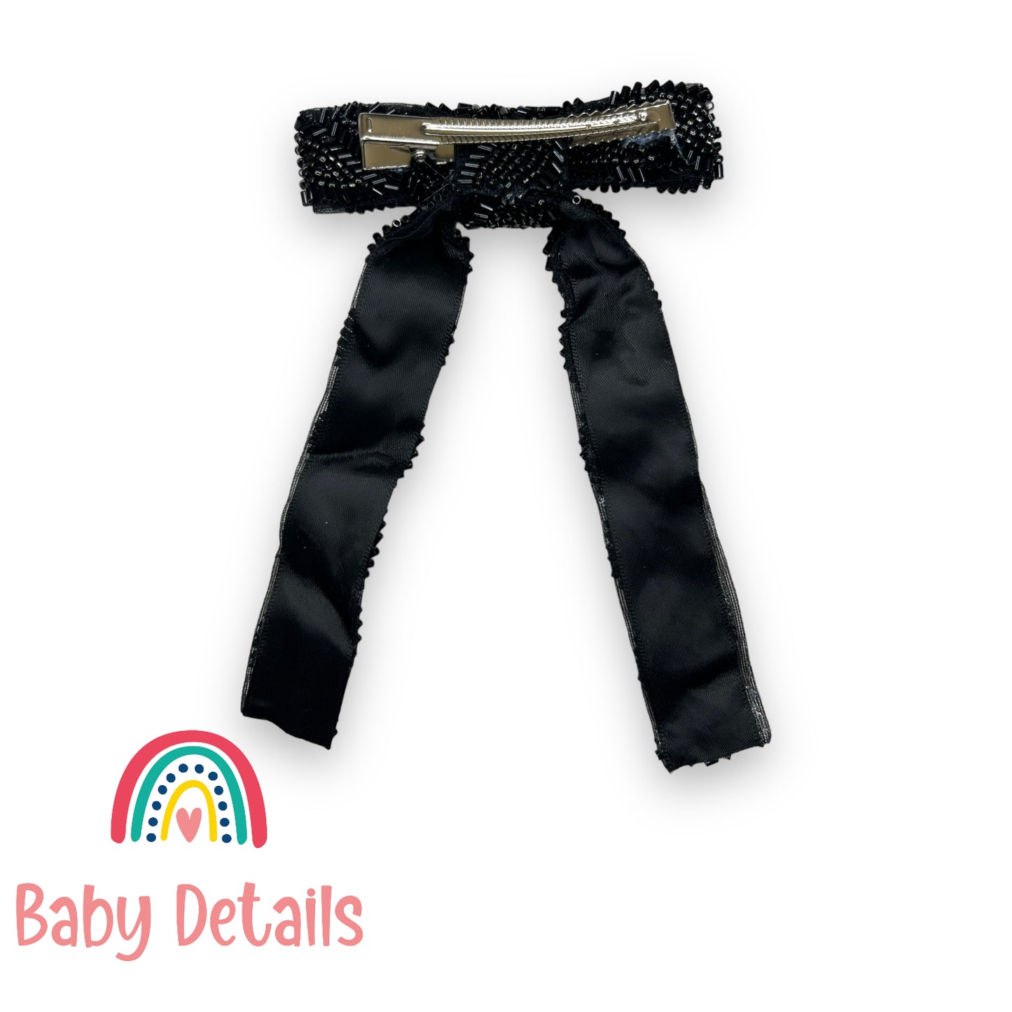 Long beaded bow - Black 2