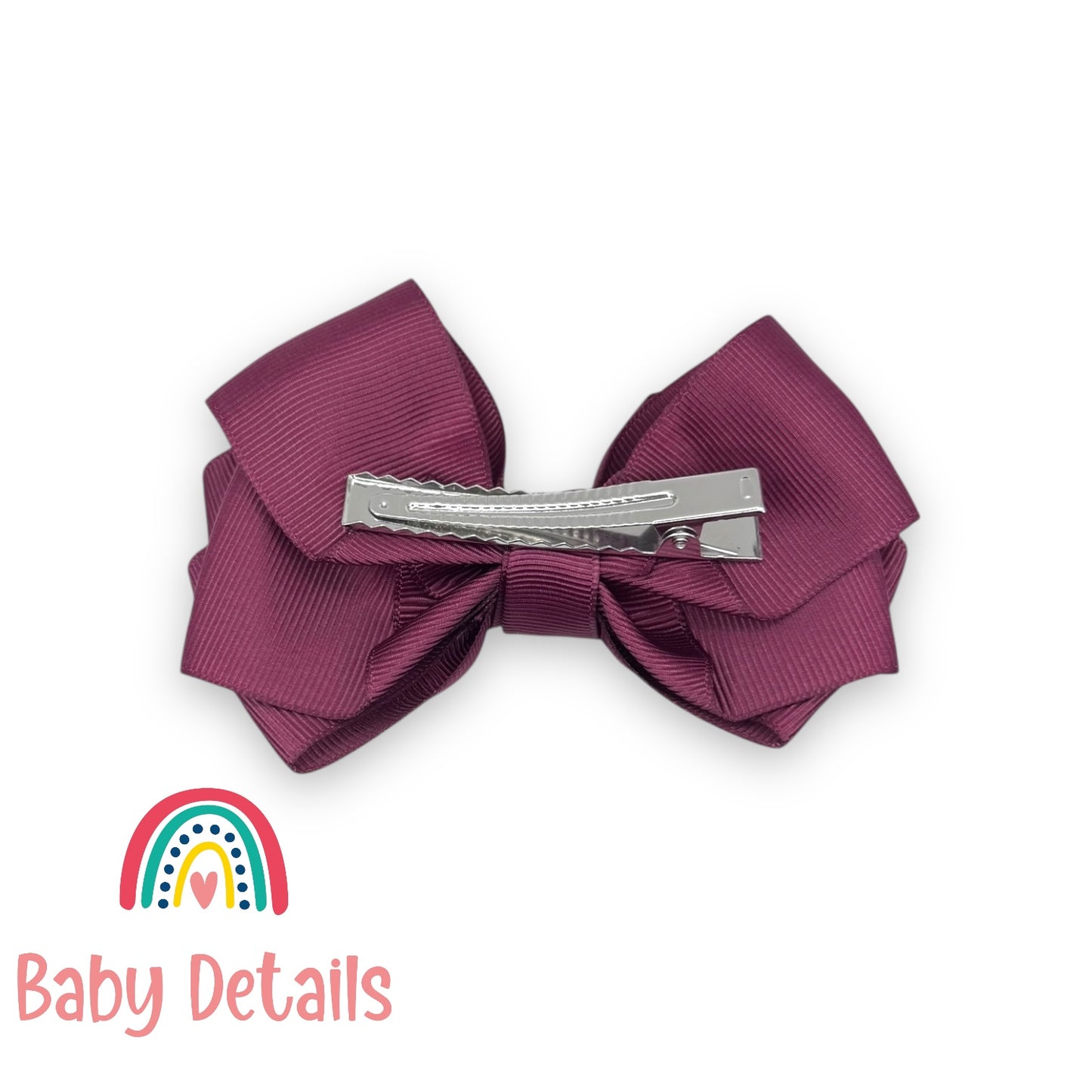Big Bow Layers Hair Clip - Burgundy