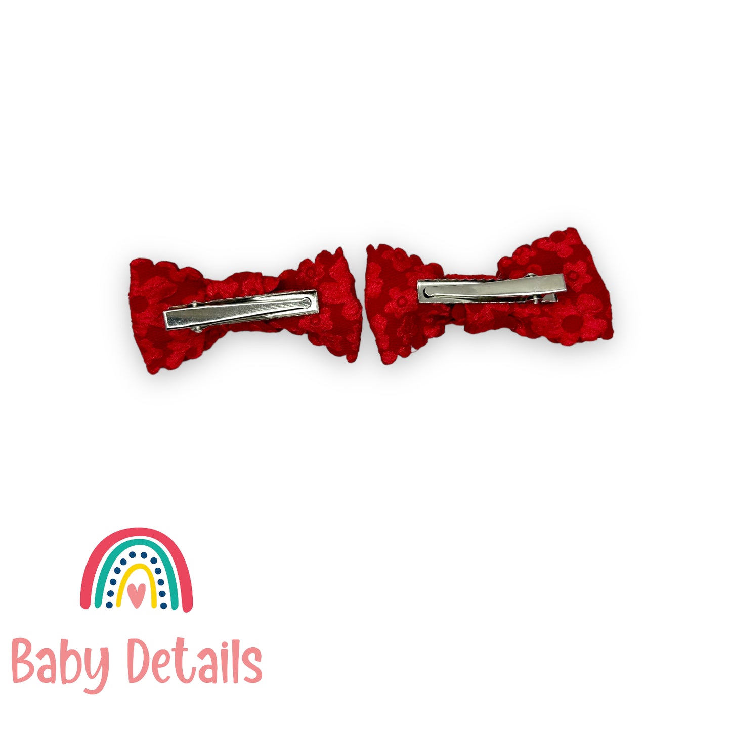 Set of 2 floral hair clips - Red