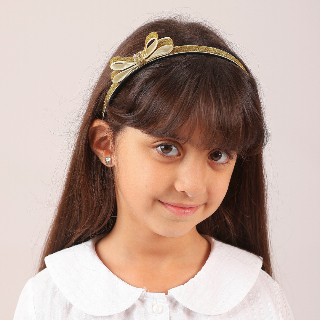 Shiny Ribbon Headband - Gold