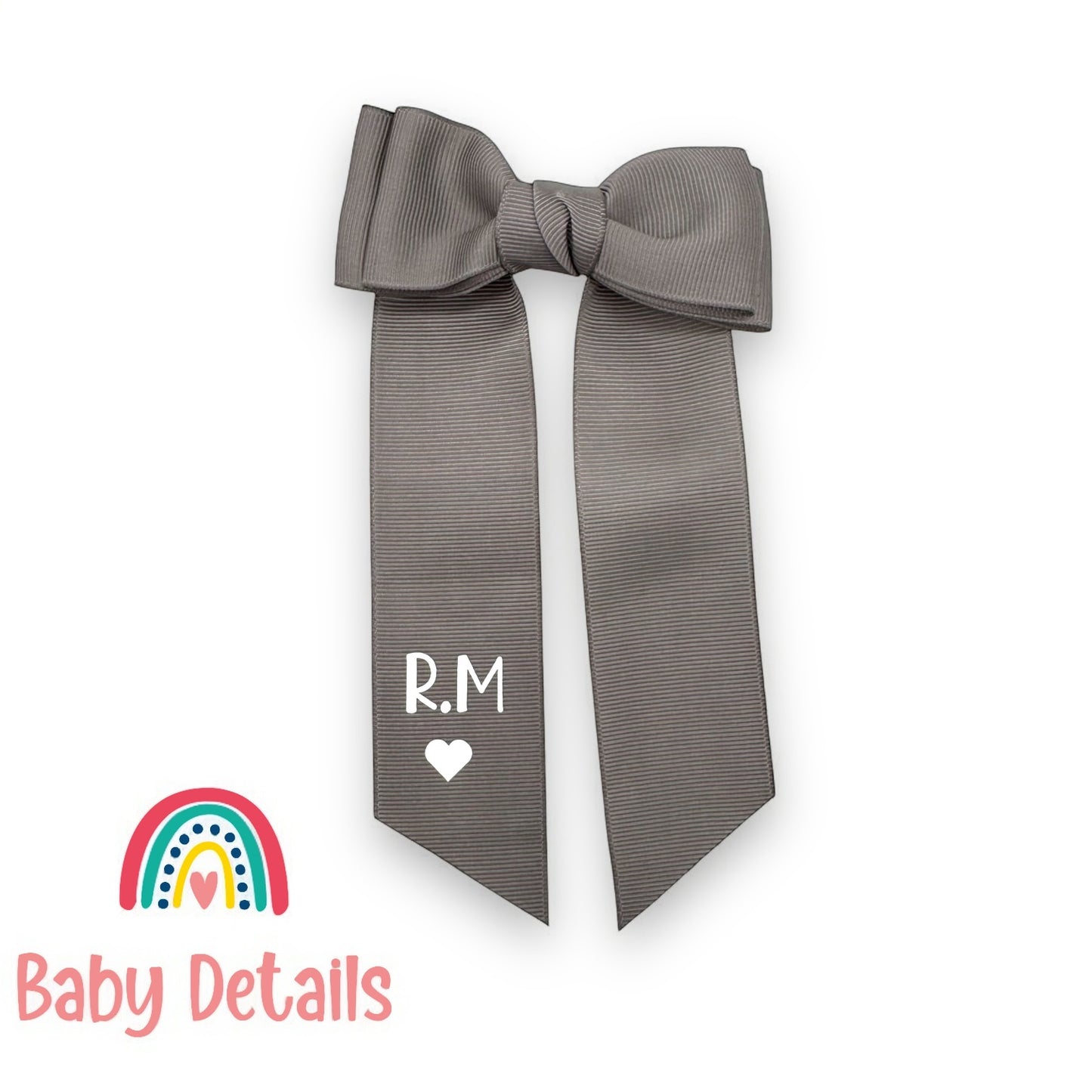 Long Simple Personalized Bow - Dark Grey