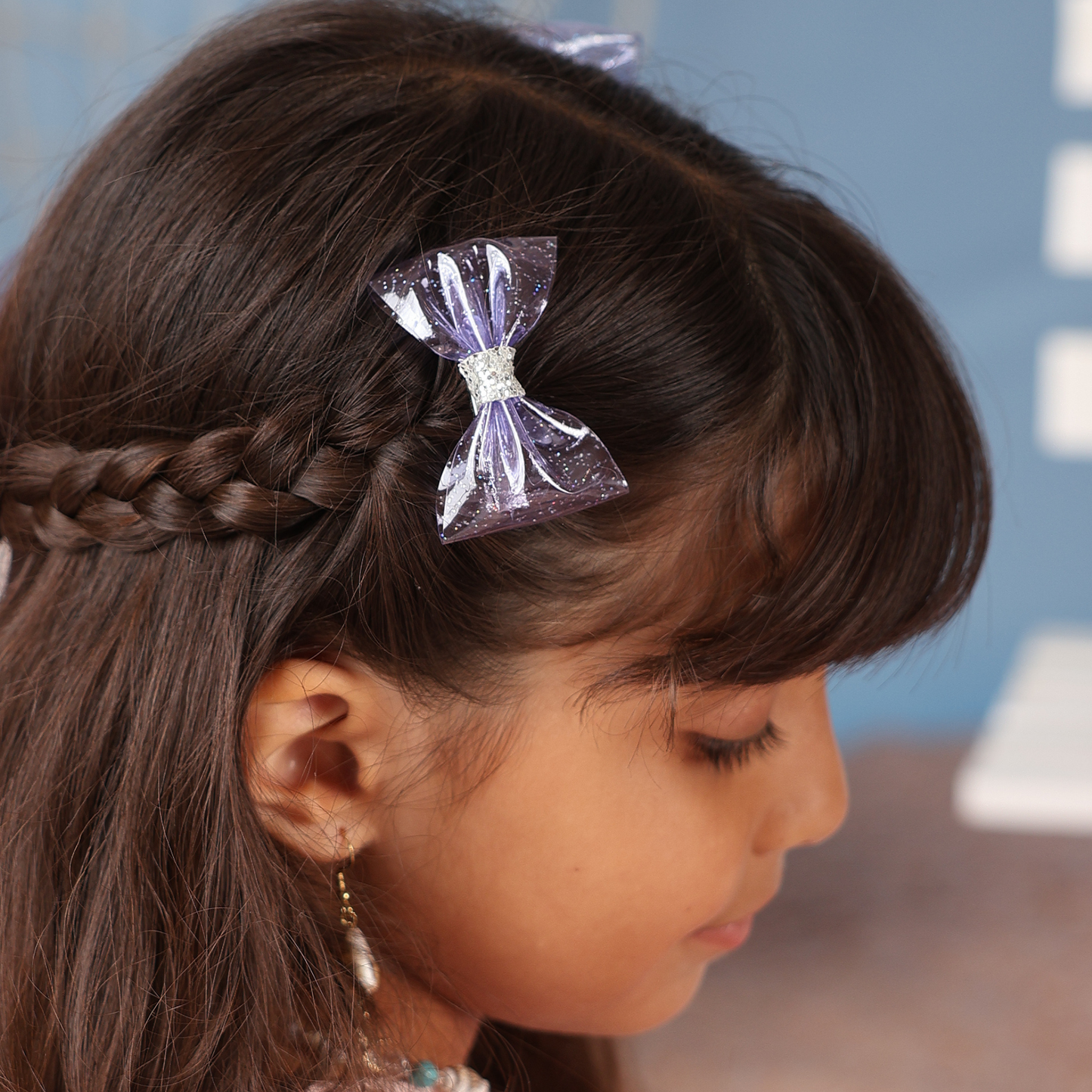 Set of 2 Mermaid Waterproof Glitter Clips - Purple
