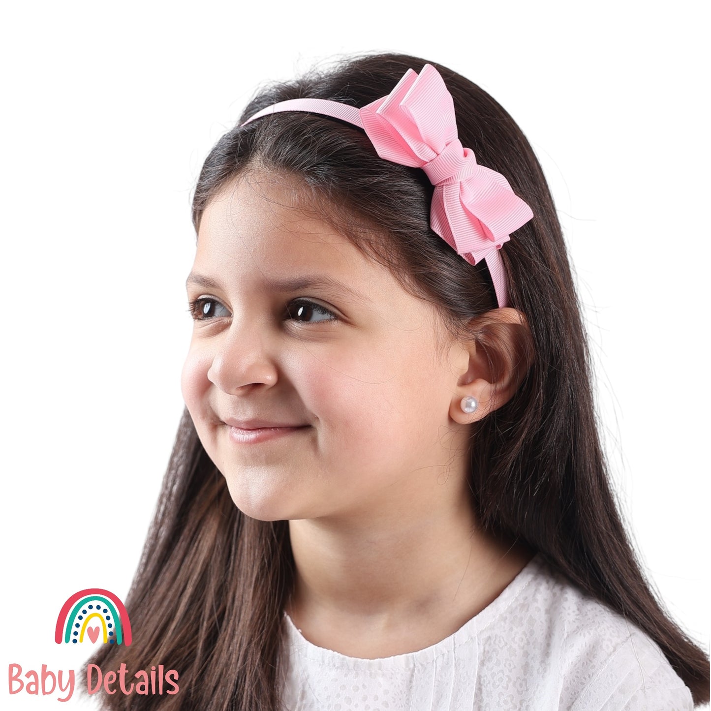Headband with Layered Bow - Light Pink