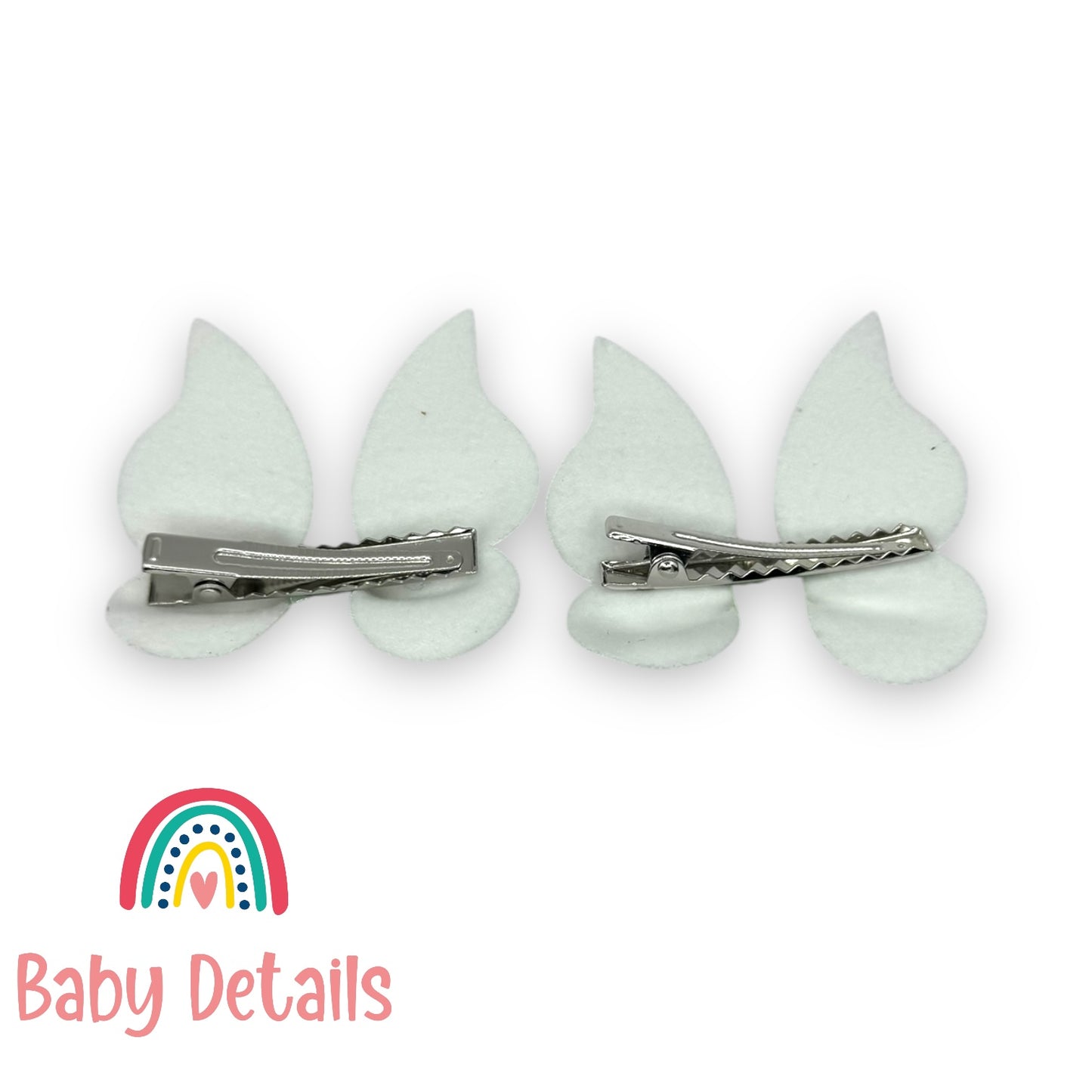 Set of 2 Leather Butterfly Clips - Light Green