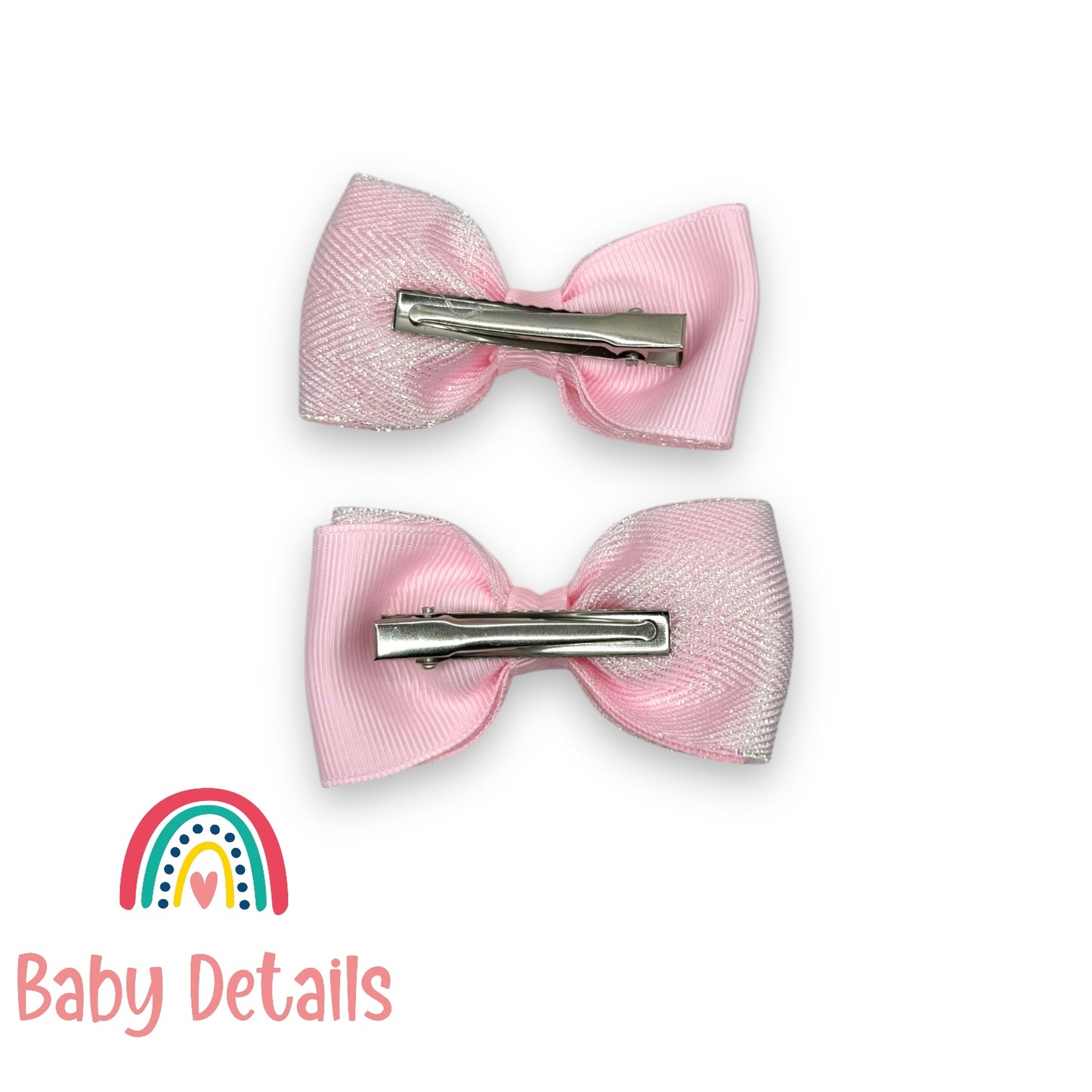 Set of 2 Basic Shiny Bows - Light Pink