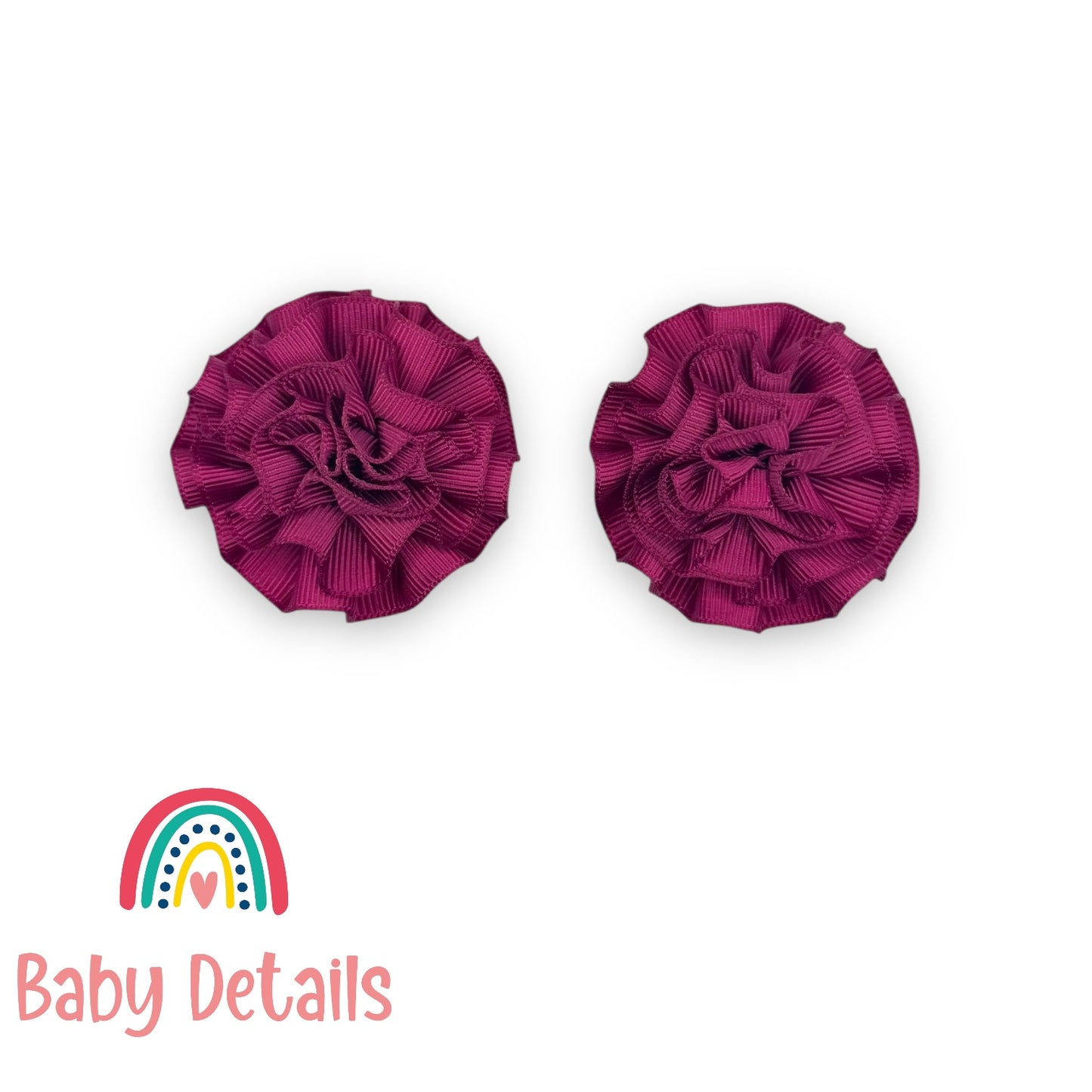 Set of 2 Rosette Bow Hair Clips - Maroon