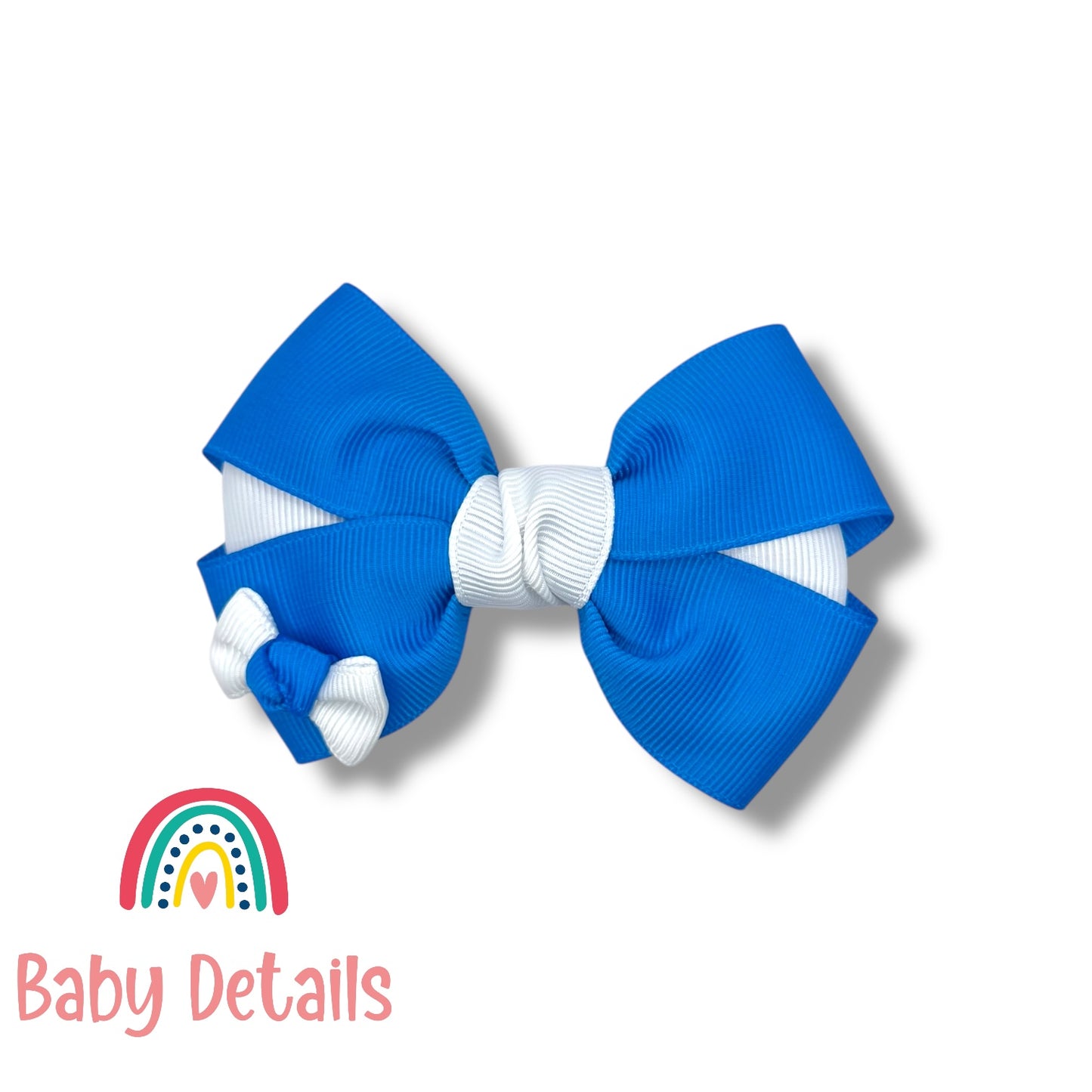 Elegant Pair Bow Clip- Blue & White