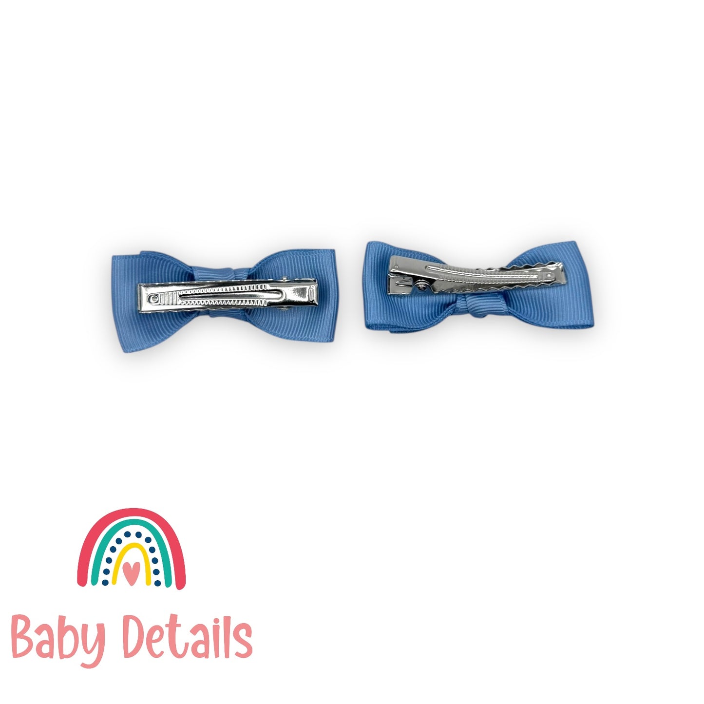 Set of 2 Mini Simple Hair Clips - Ice Blue