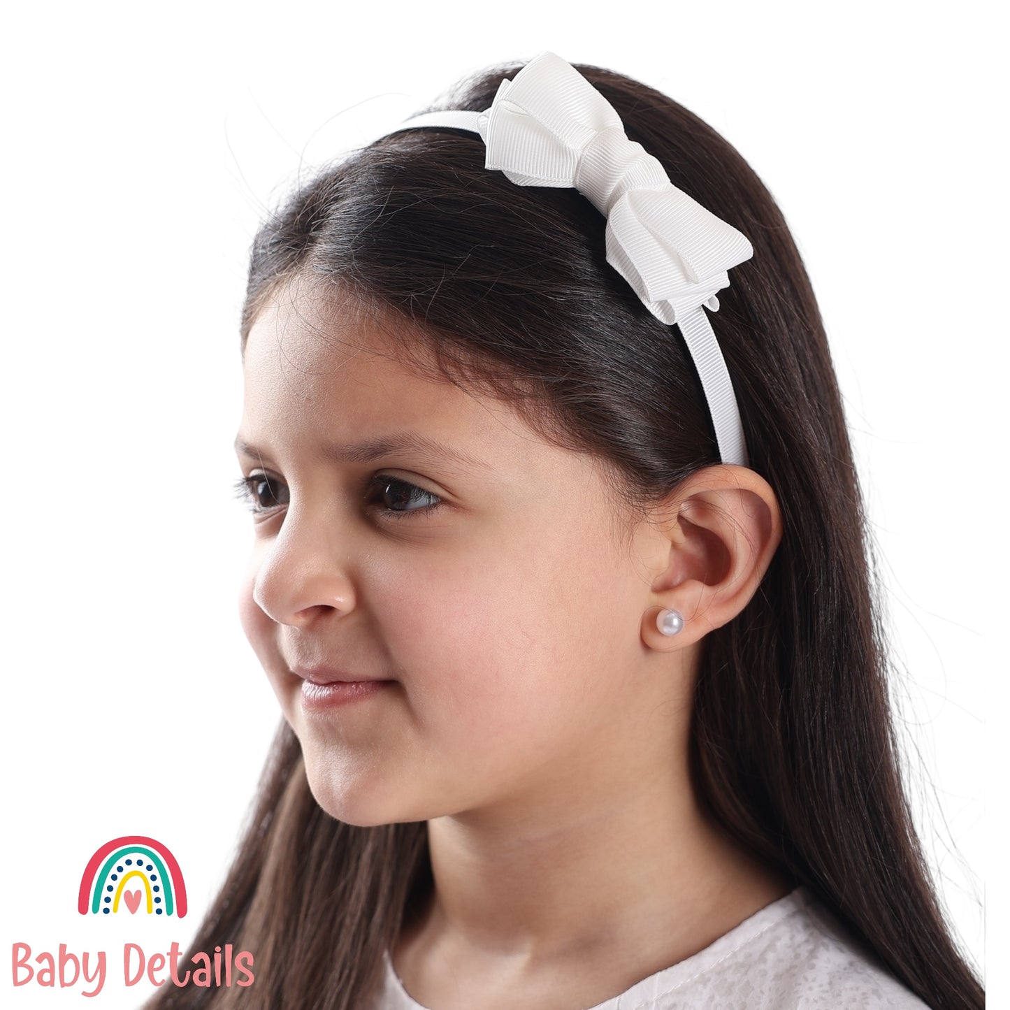 Headband with Layered Bow - White
