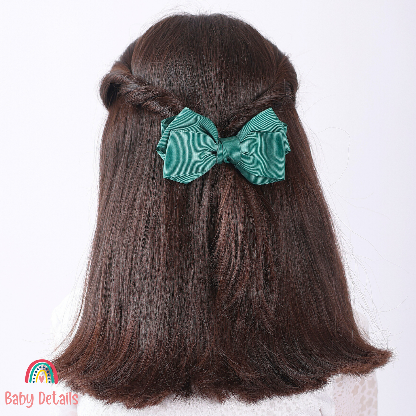 Big Bow Layers Hair Clip - Dark Green
