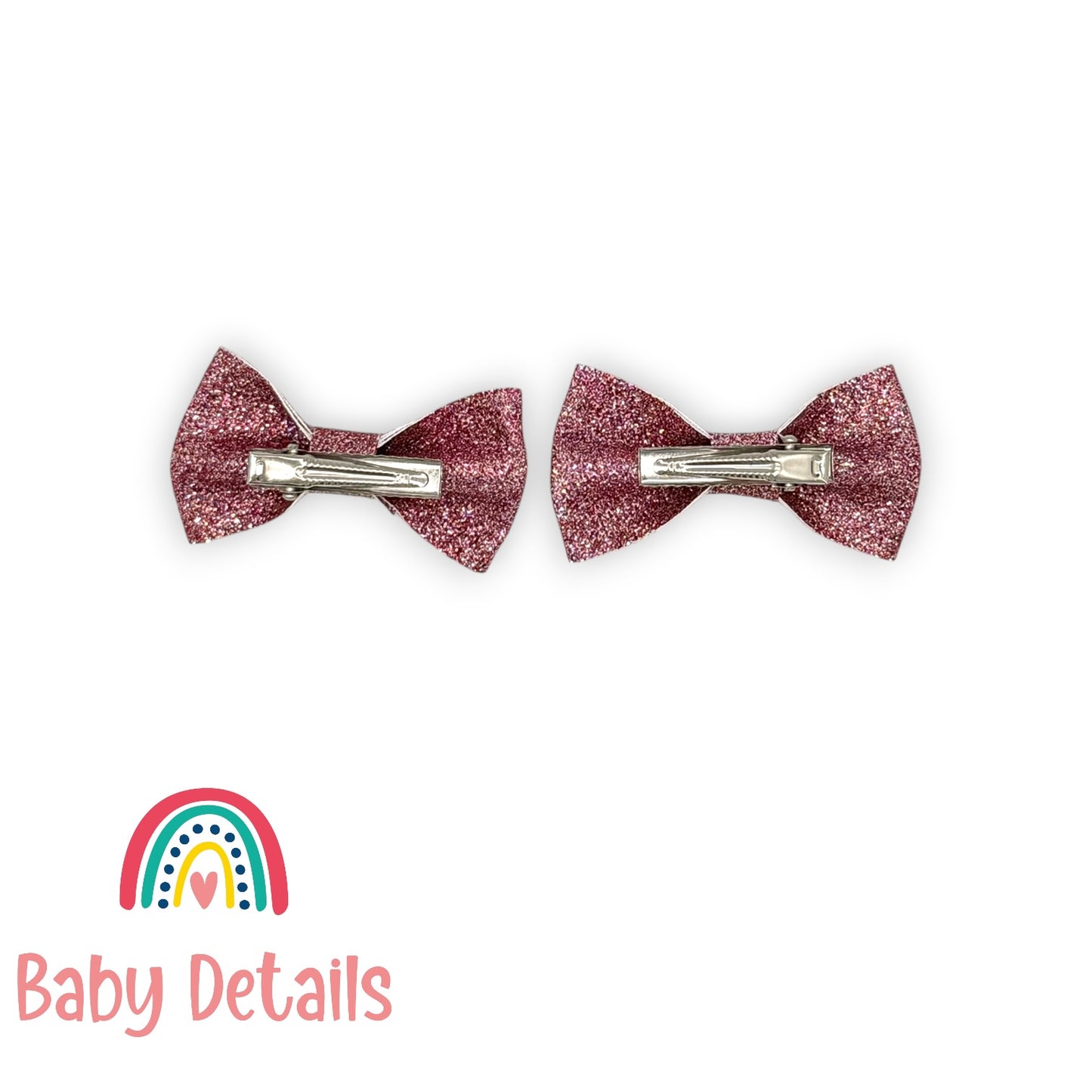 Set of 2 Glitter Bow Hair Clip - Mixed Pink