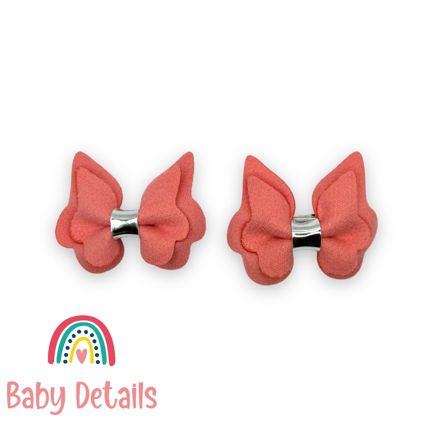 Set of 2 Vibrant Butterfly Clips - Peach