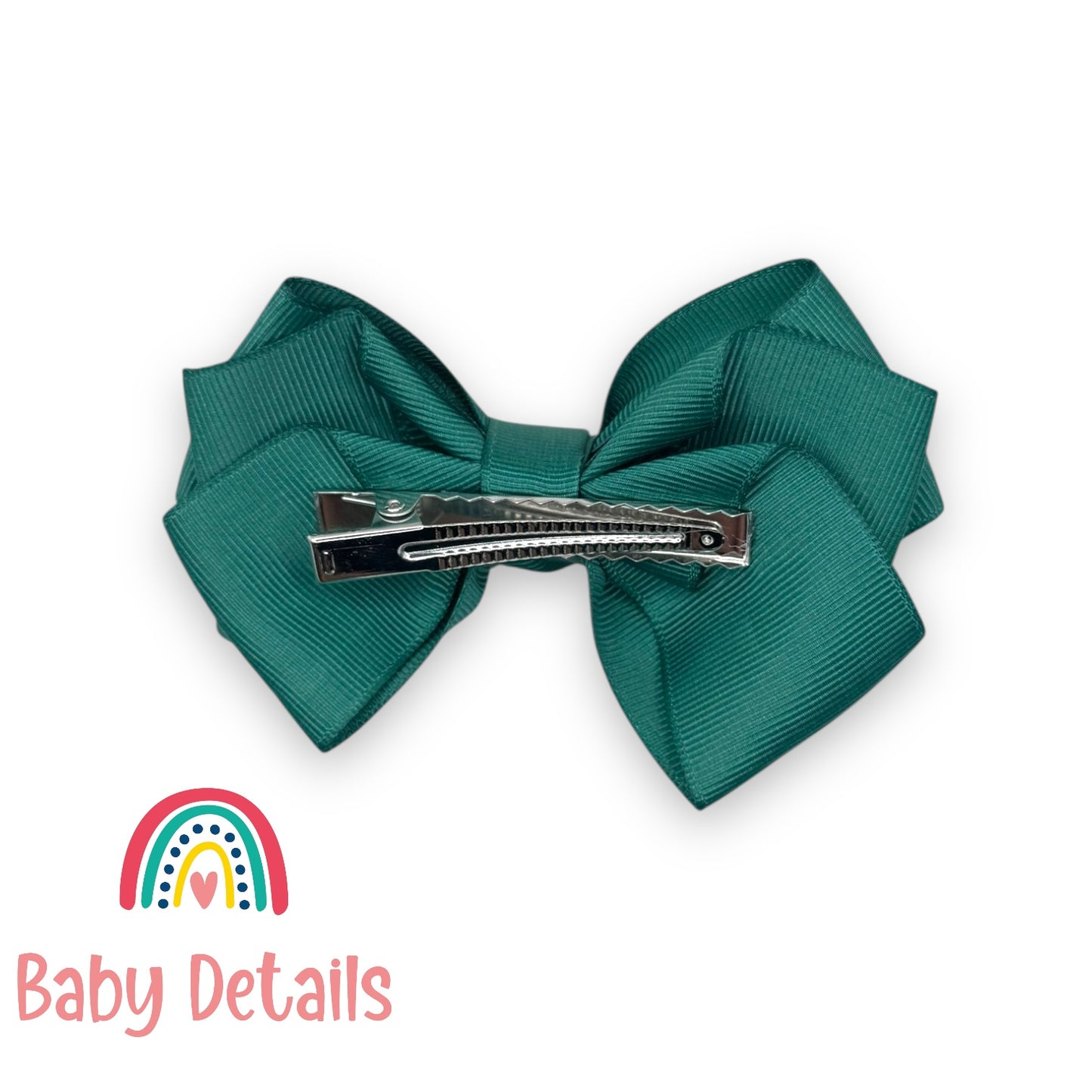 Big Bow Layers Hair Clip - Dark Green