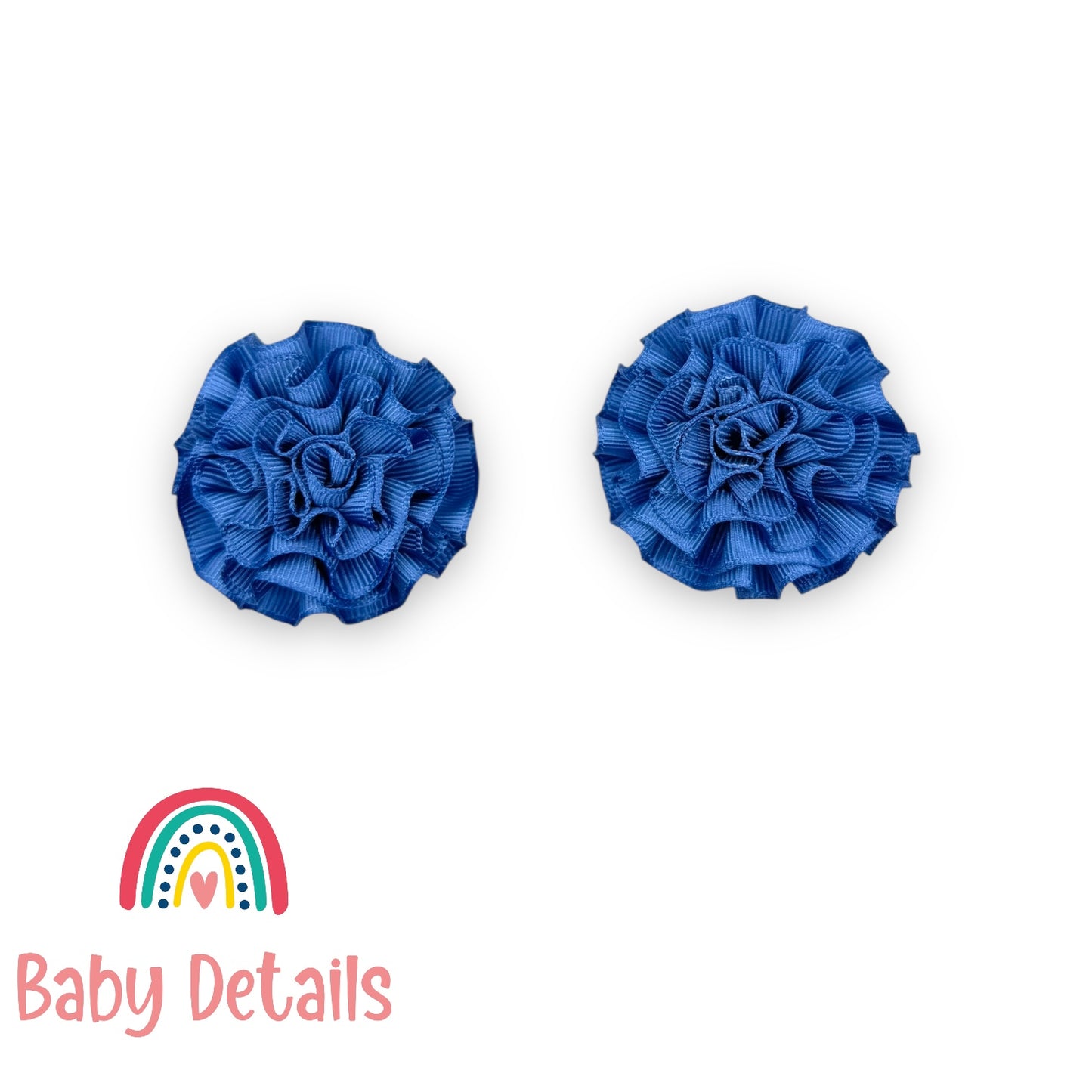 Set of 2 Rosette Bow Hair Clips - Blue Grey