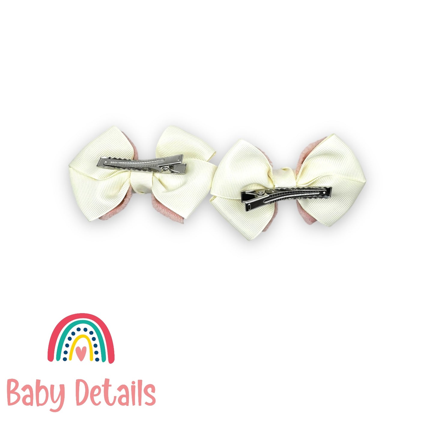 Double elegant Ribbons - Ivory & Dirty Pink