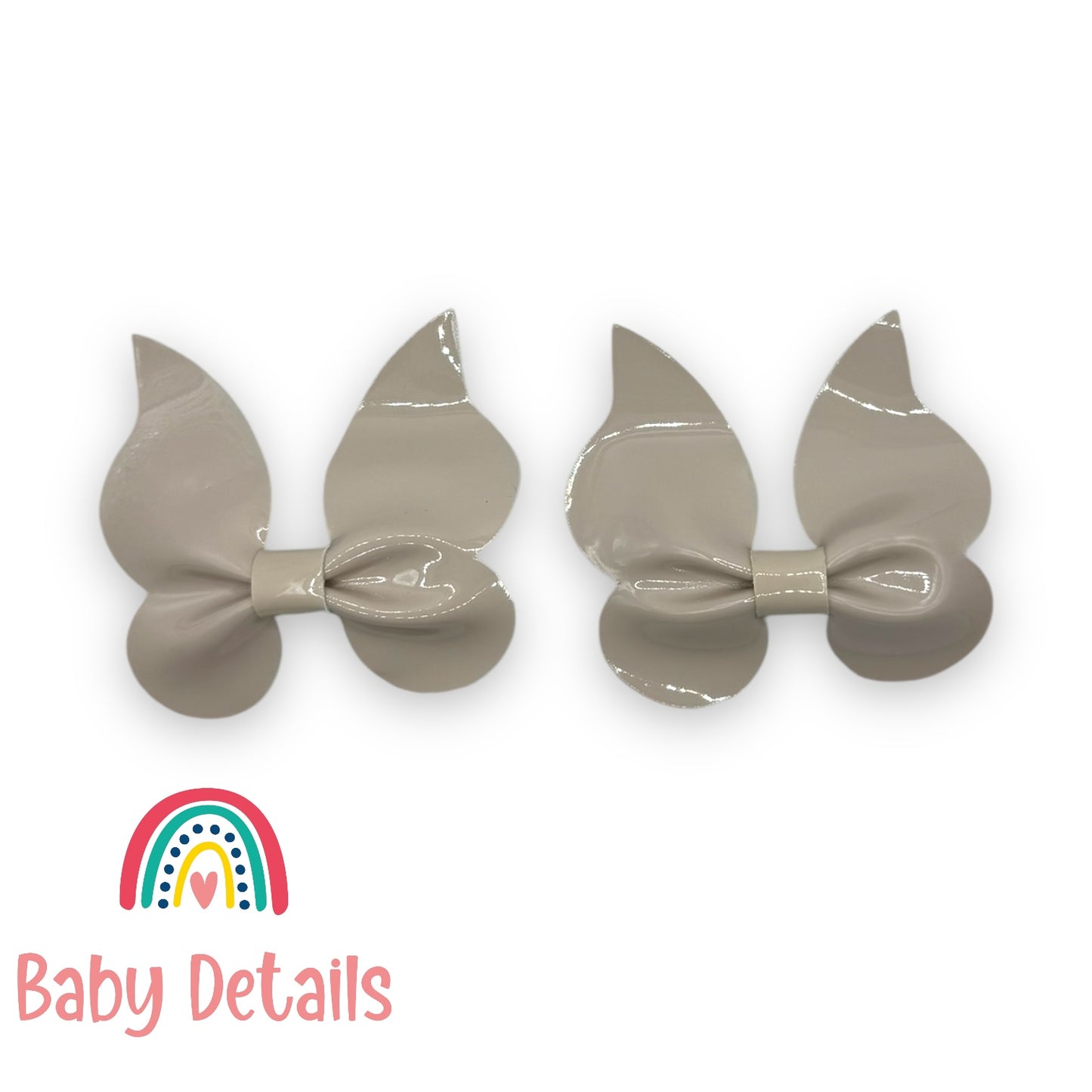 Set of 2 Leather Butterfly Clips - dark beige