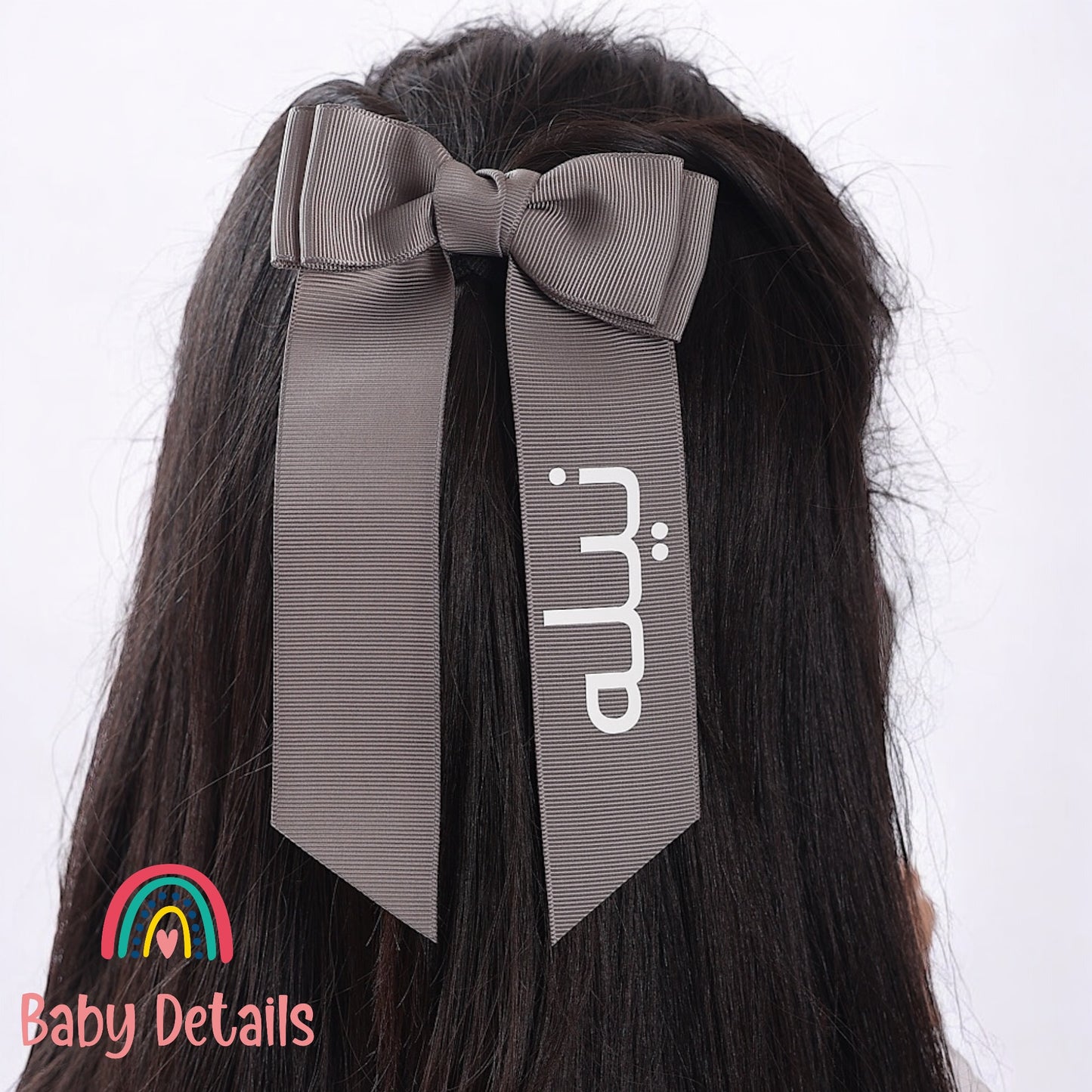 Long Simple Personalized Bow - Dark Grey