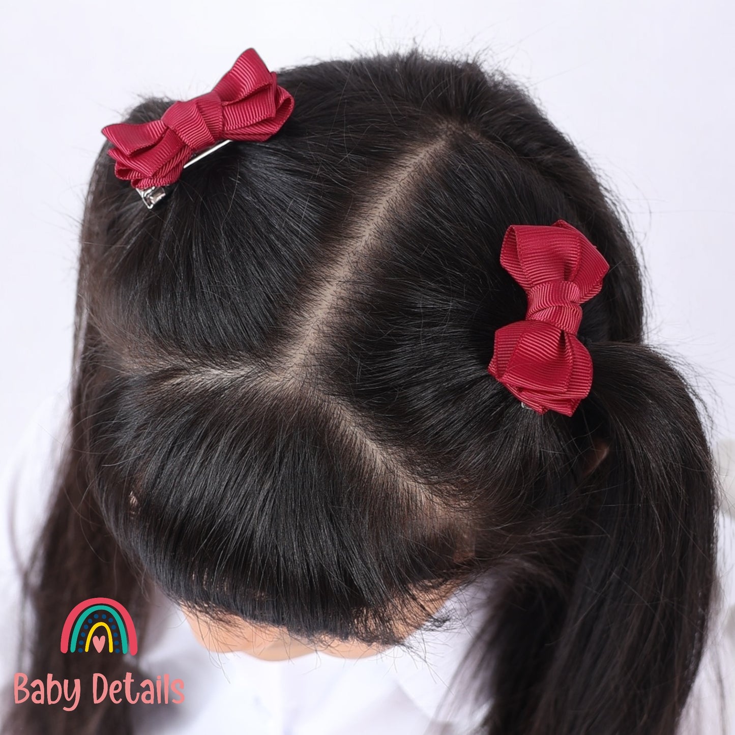 Set of 2 Mini Layers Hair Clips - Maroon