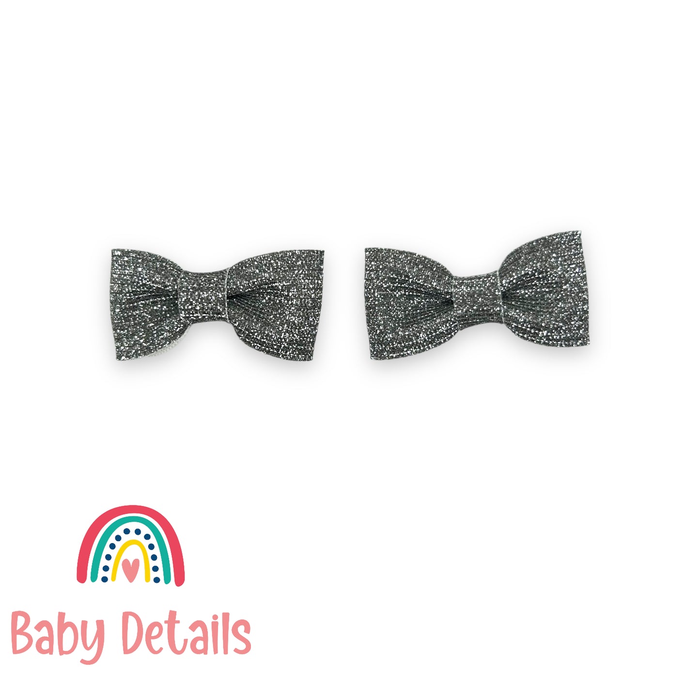 Set of 2 Mini Fabric Hair Clips - Dark Grey
