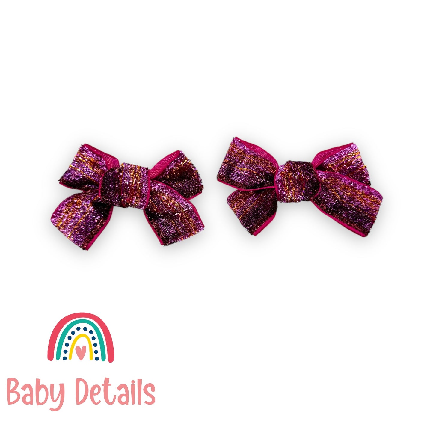 Set of 2 Glitter Bow Clips - Shades of Purple & Red