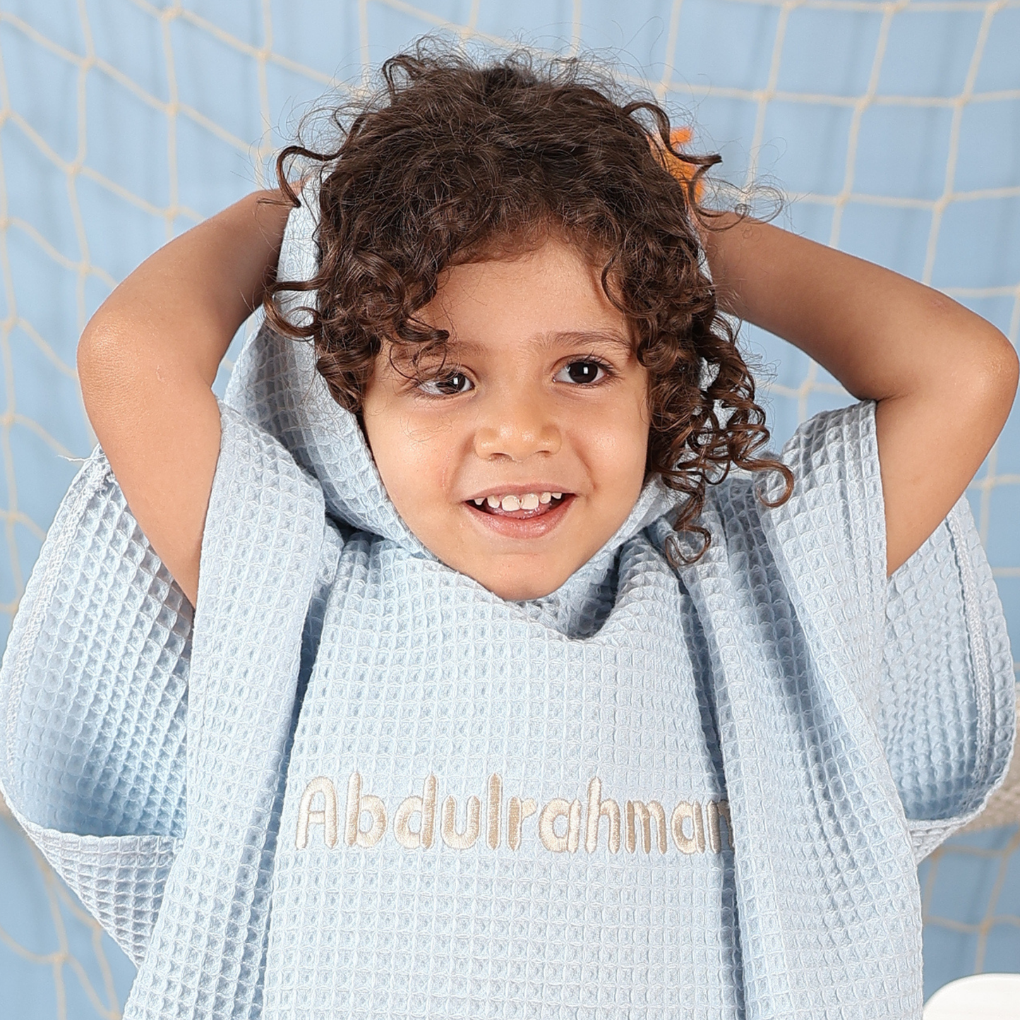 Waffle Hooded Poncho Towel - Ocean Breeze