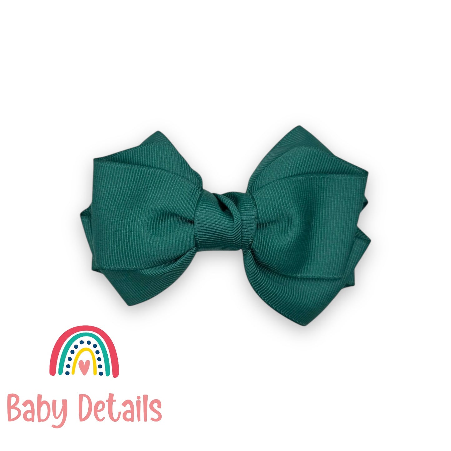 Big Bow Layers Hair Clip - Dark Green