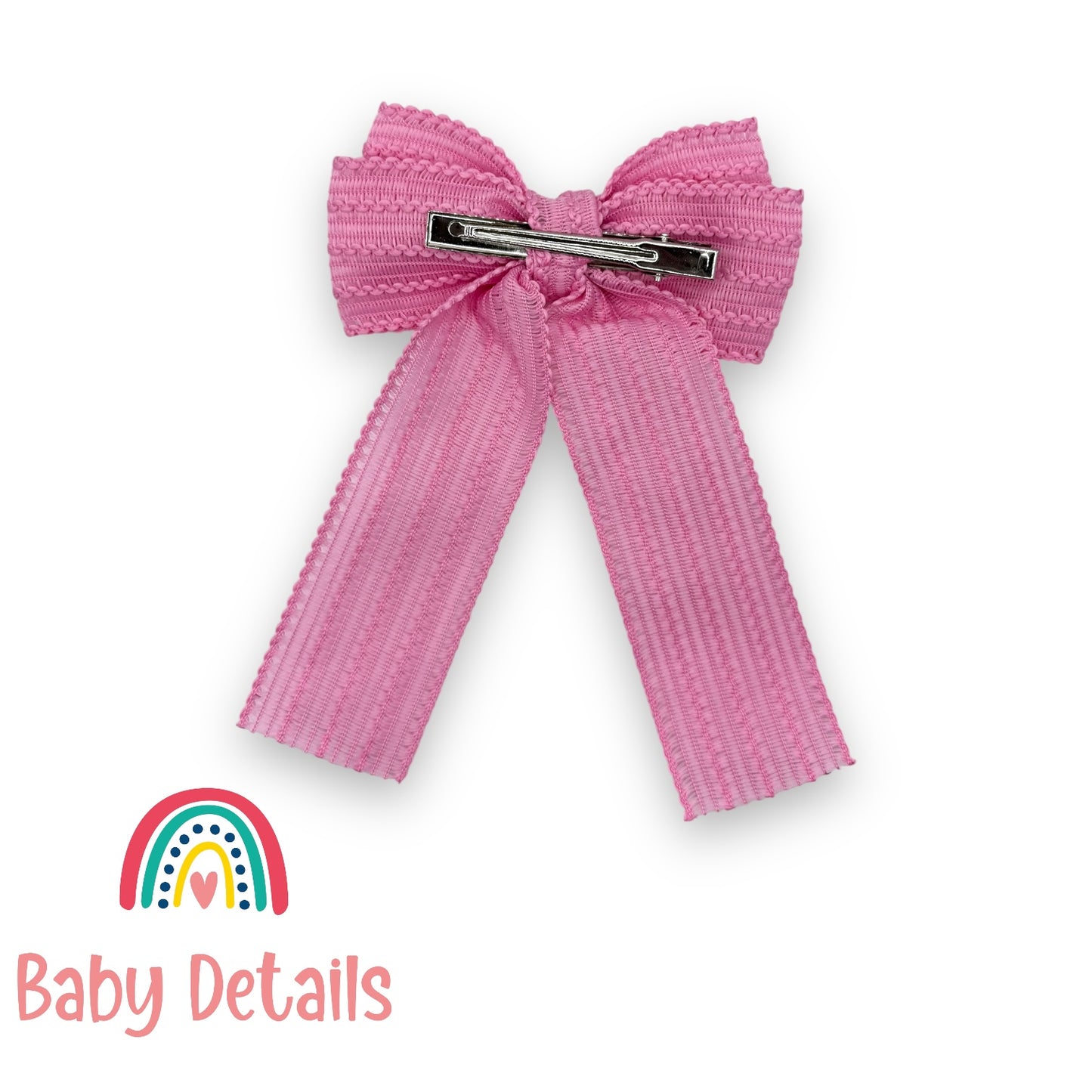 مشبك شعر بفيونكة طويلة مزخرفة - وردي