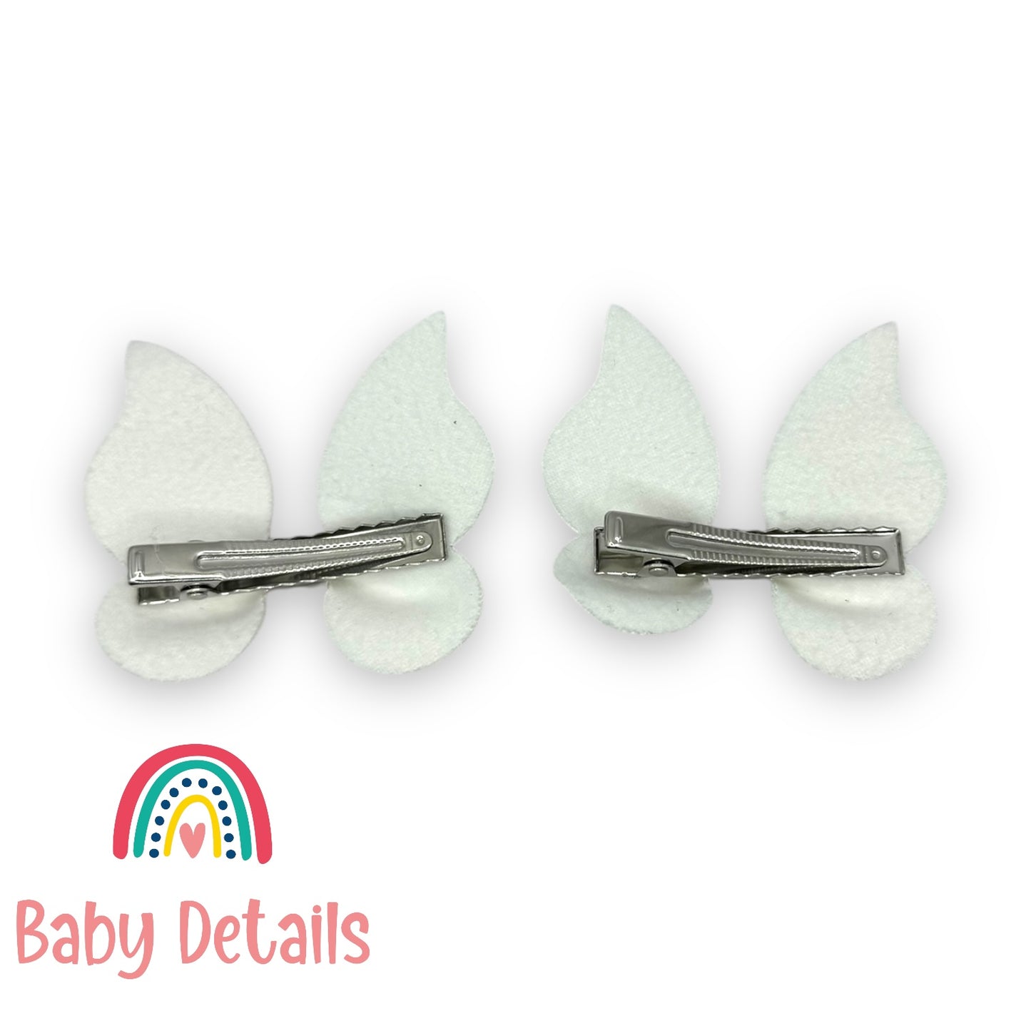 Set of 2 Leather Butterfly Clips - light beige