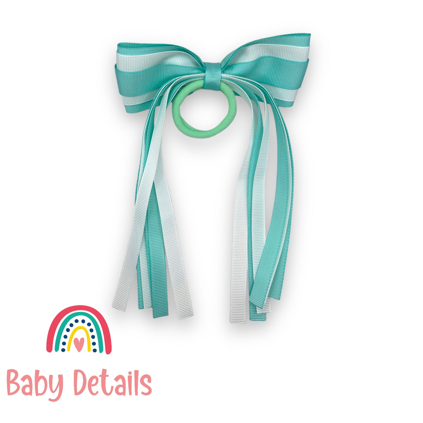 ربطة شعر بشرائط طويلة - أخضر مائي