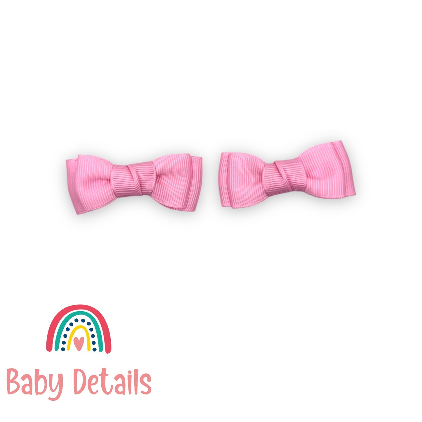 Set of 2 Mini Simple Hair Clips - Light Pink