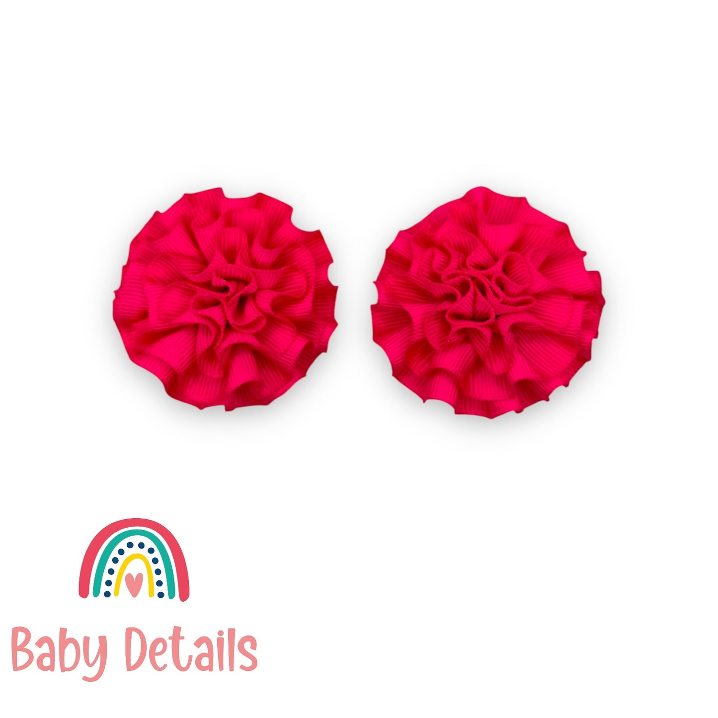 Set of 2 Rosette Bow Hair Clips - Fuchsia