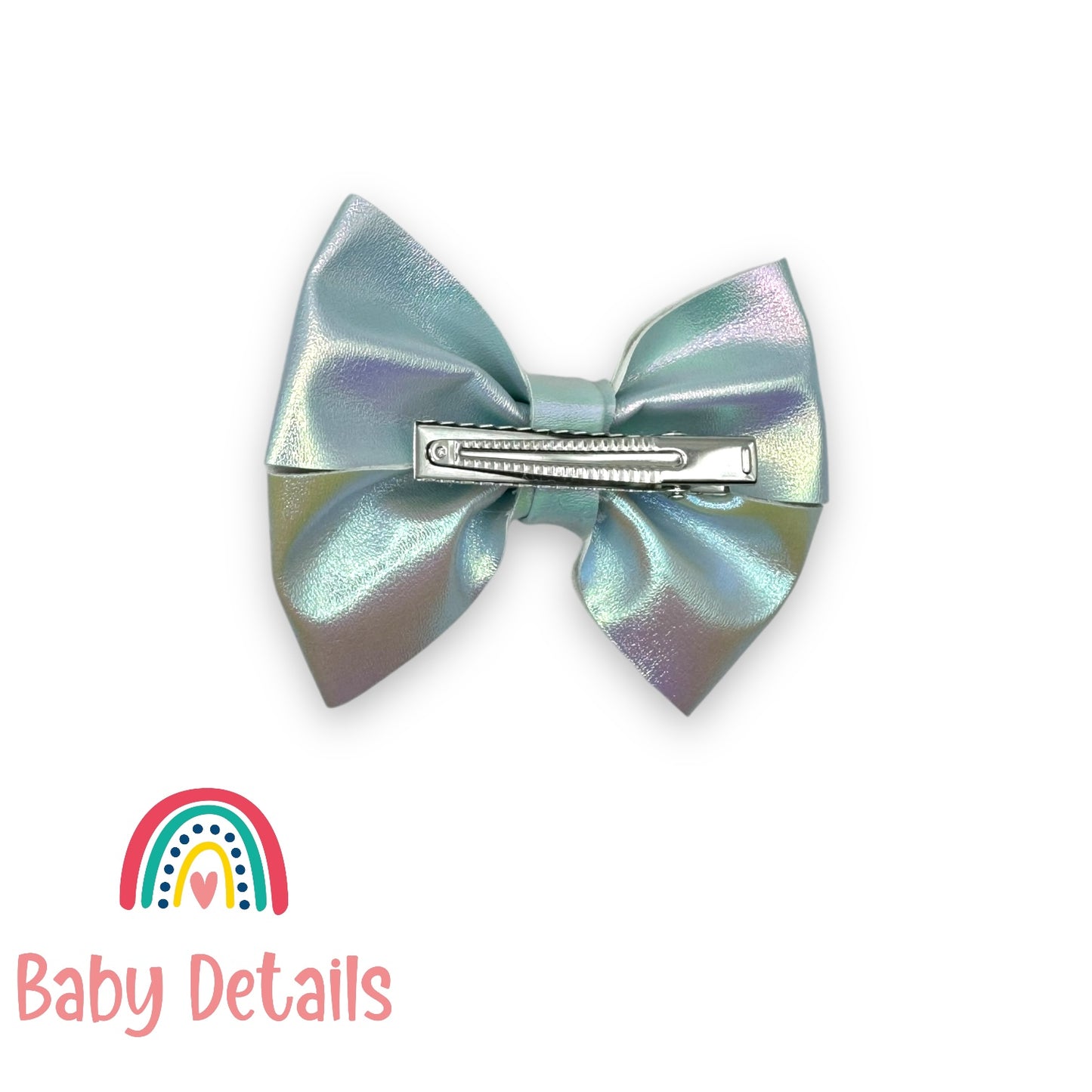 Leather bow hair clip - matt blue