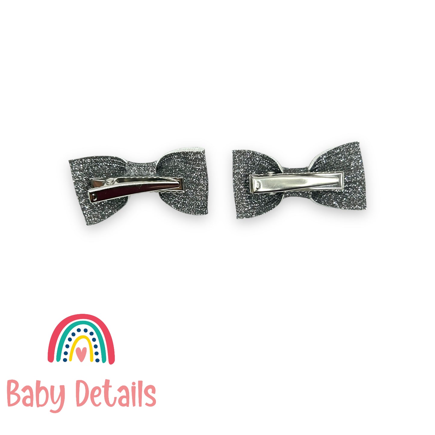 Set of 2 Mini Fabric Hair Clips - Dark Grey