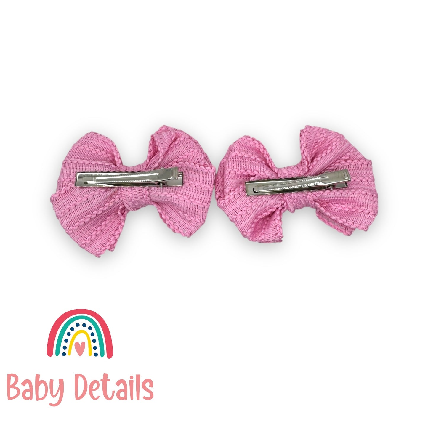 مشابك شعر بفيونكة مزخرفة - وردي غامق